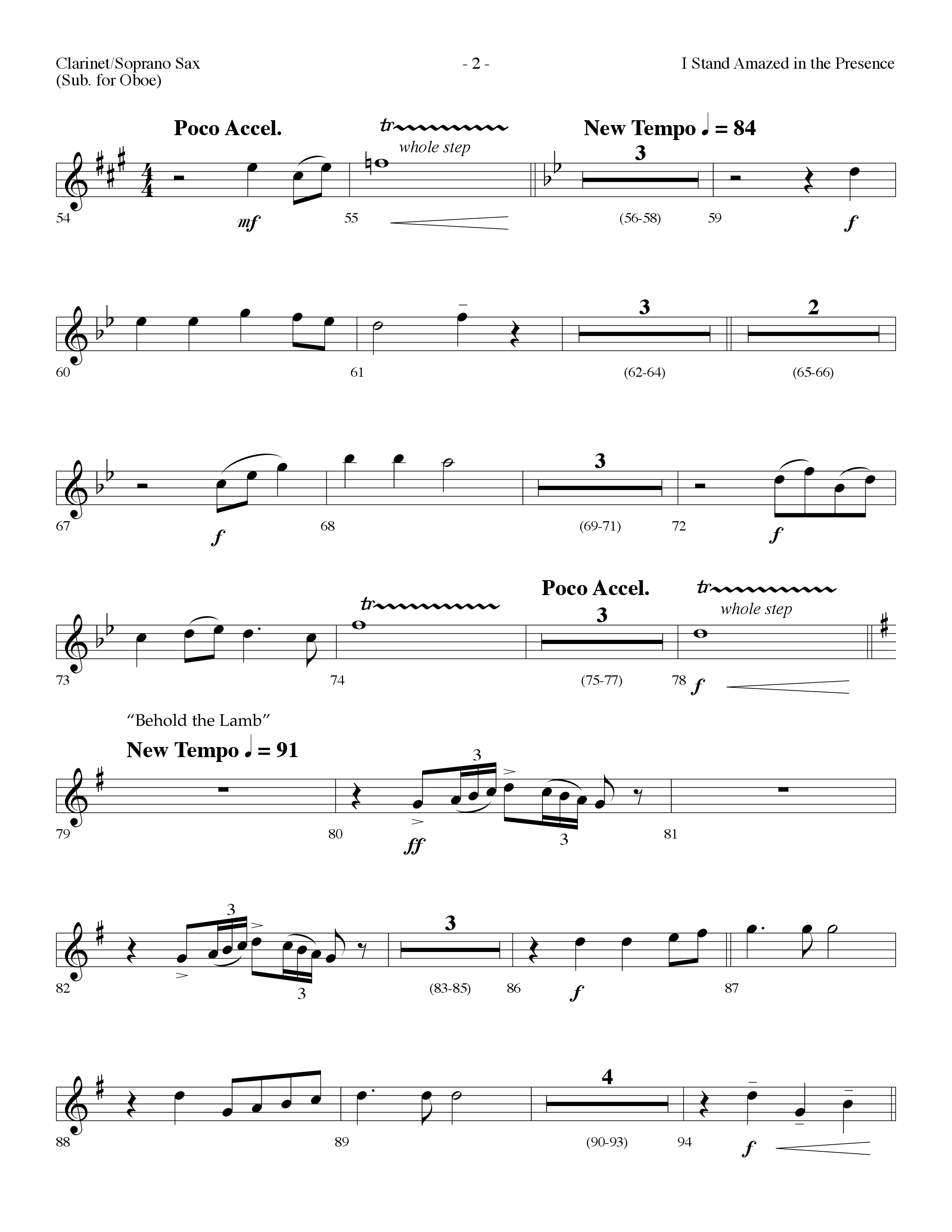 I Stand Amazed In The Presence (with Behold The Lamb) (Choral Anthem SATB) Clarinet/Soprano Sax (Lifeway Choral / Arr. Dennis Allen)