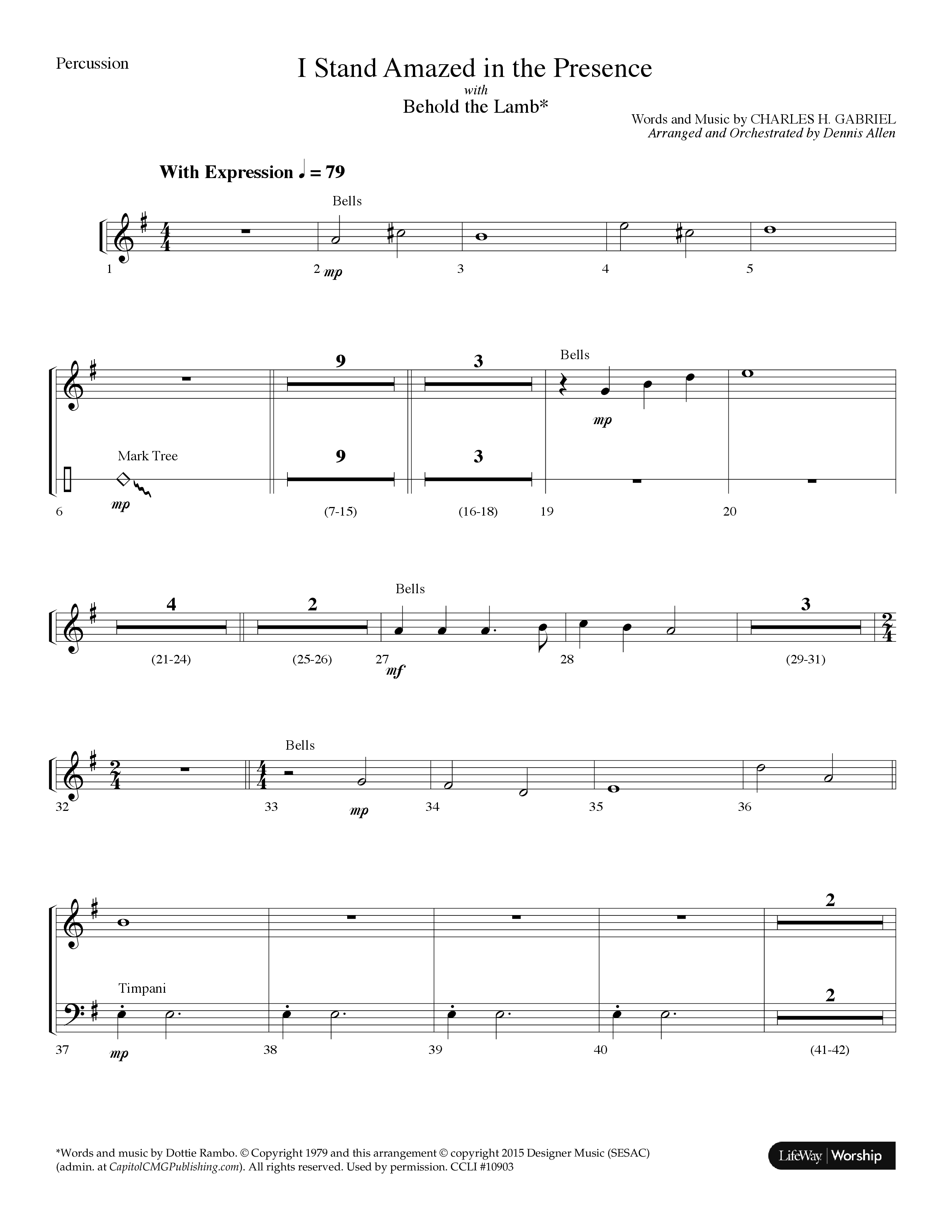 I Stand Amazed In The Presence (with Behold The Lamb) (Choral Anthem SATB) Percussion (Lifeway Choral / Arr. Dennis Allen)