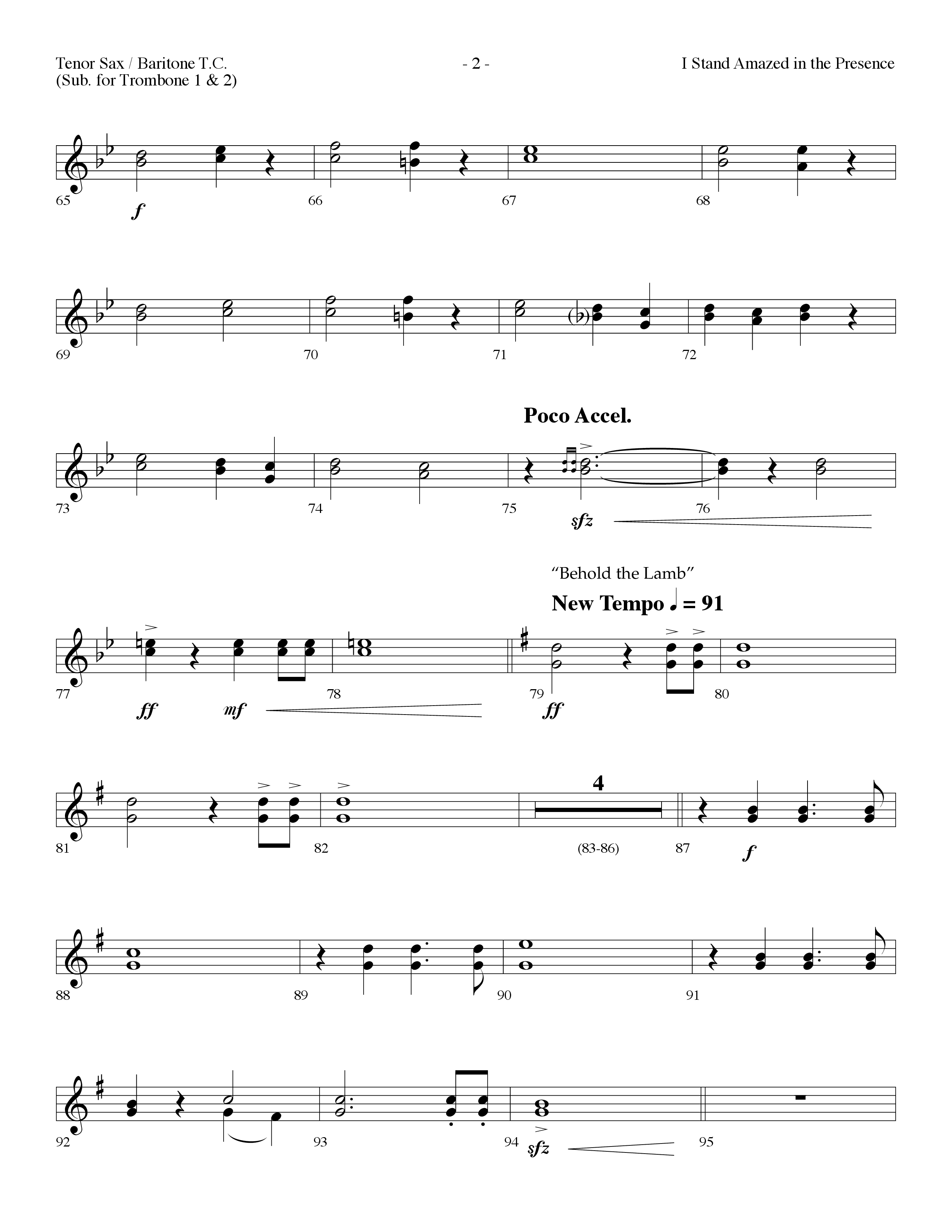 I Stand Amazed In The Presence (with Behold The Lamb) (Choral Anthem SATB) Tenor Sax/Baritone T.C. (Lifeway Choral / Arr. Dennis Allen)