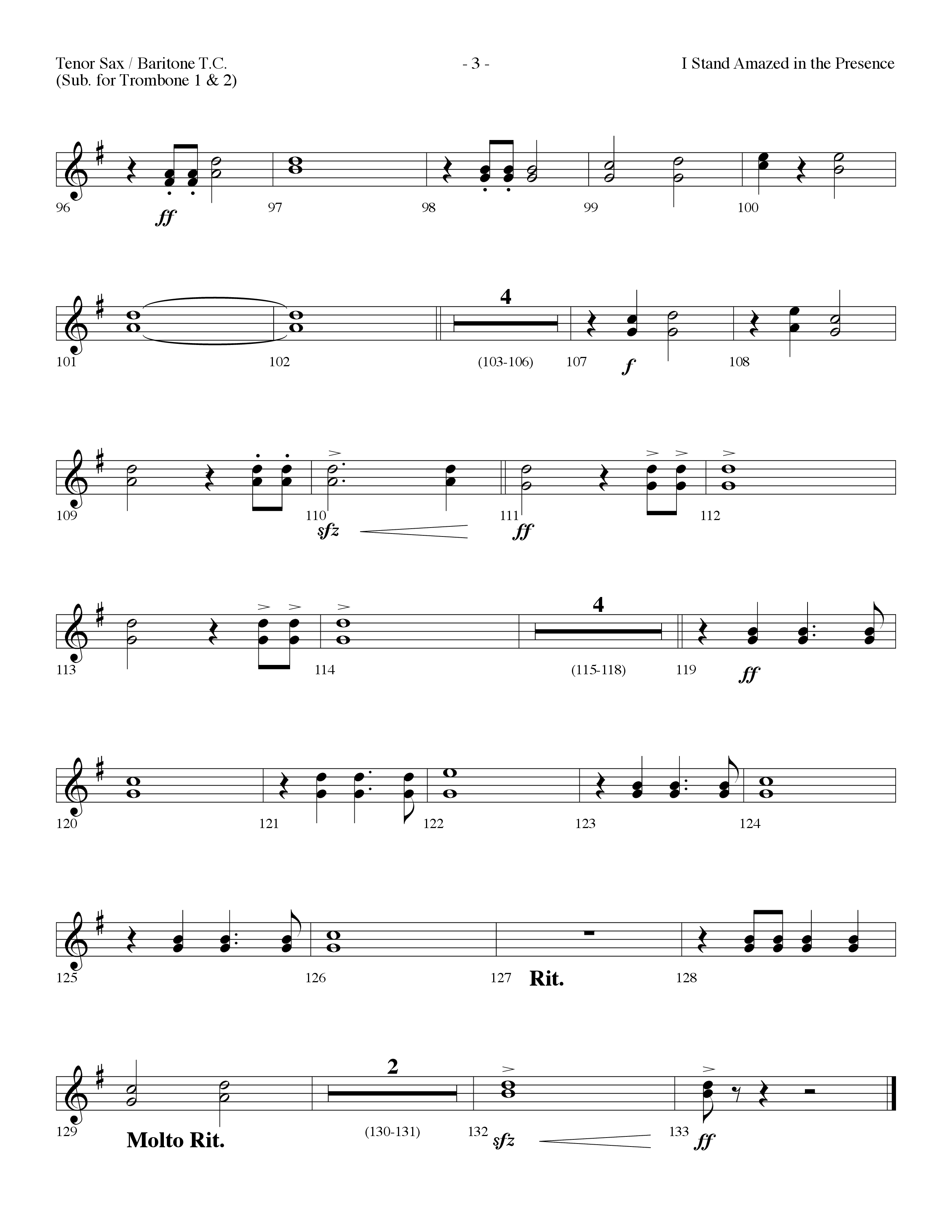I Stand Amazed In The Presence (with Behold The Lamb) (Choral Anthem SATB) Tenor Sax/Baritone T.C. (Lifeway Choral / Arr. Dennis Allen)