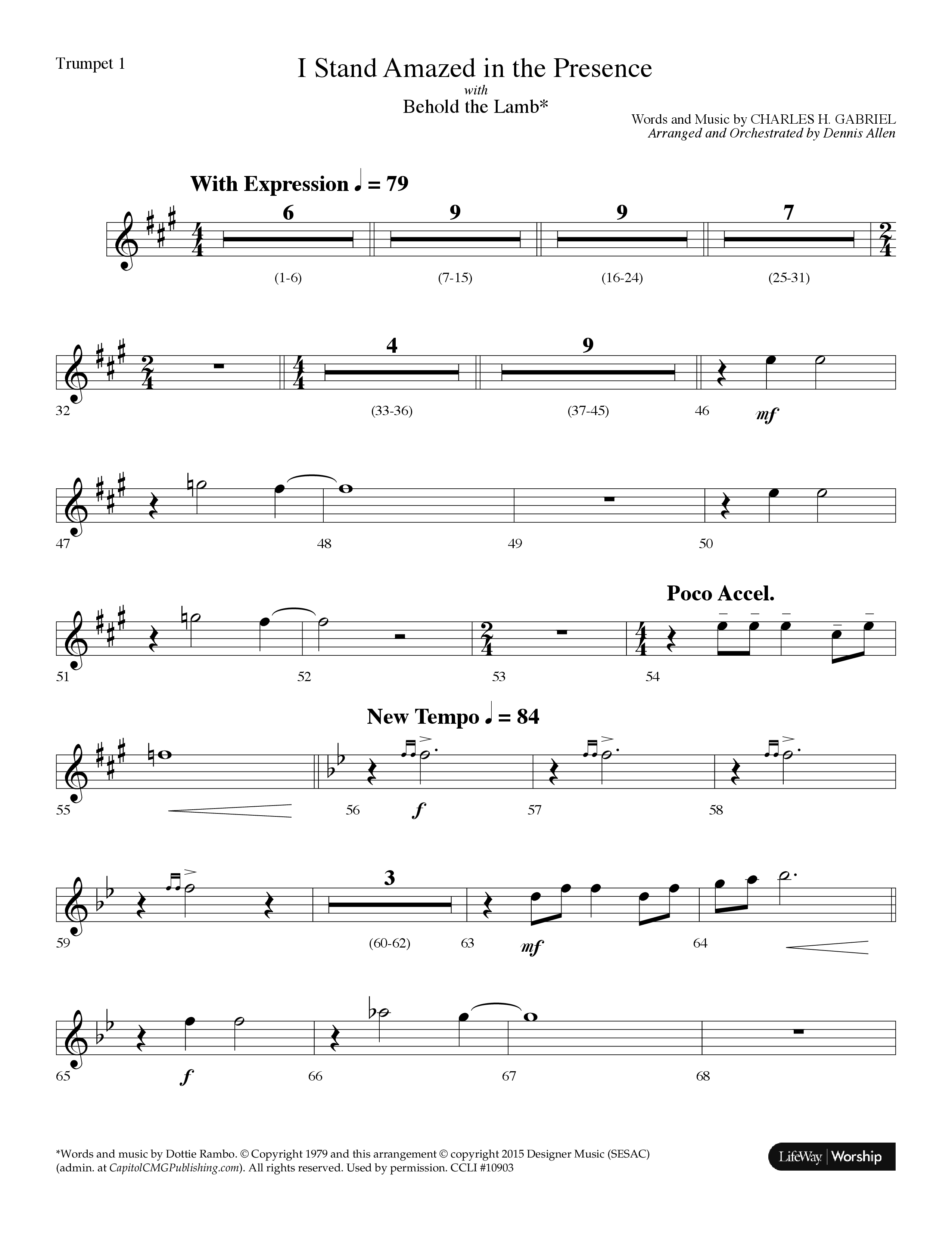 I Stand Amazed In The Presence (with Behold The Lamb) (Choral Anthem SATB) Trumpet 1 (Lifeway Choral / Arr. Dennis Allen)