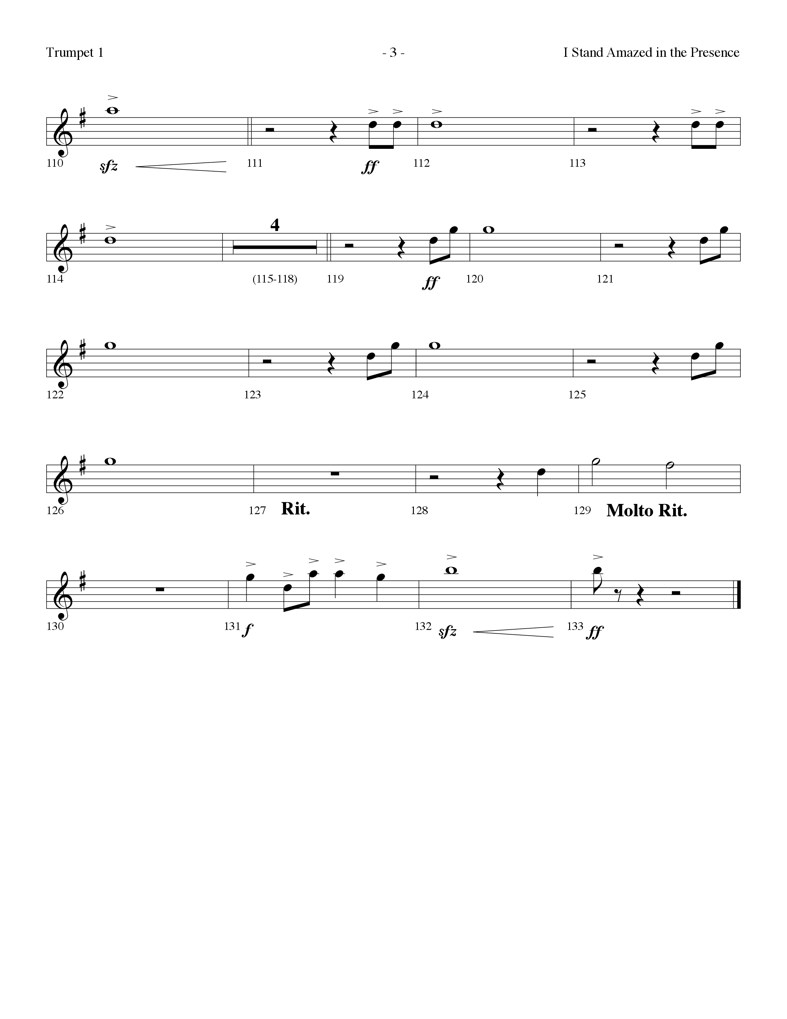 I Stand Amazed In The Presence (with Behold The Lamb) (Choral Anthem SATB) Trumpet 1 (Lifeway Choral / Arr. Dennis Allen)