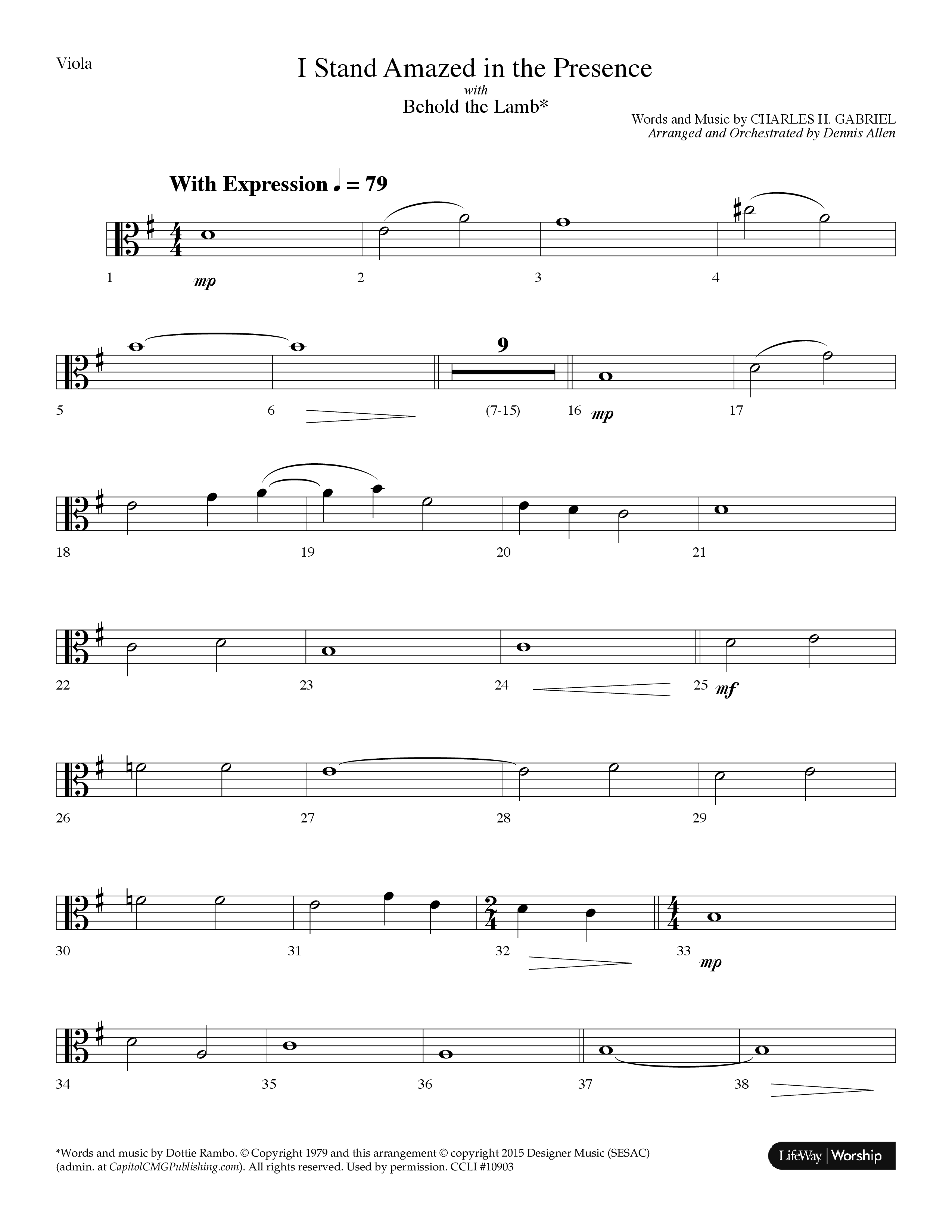 I Stand Amazed In The Presence (with Behold The Lamb) (Choral Anthem SATB) Viola (Lifeway Choral / Arr. Dennis Allen)