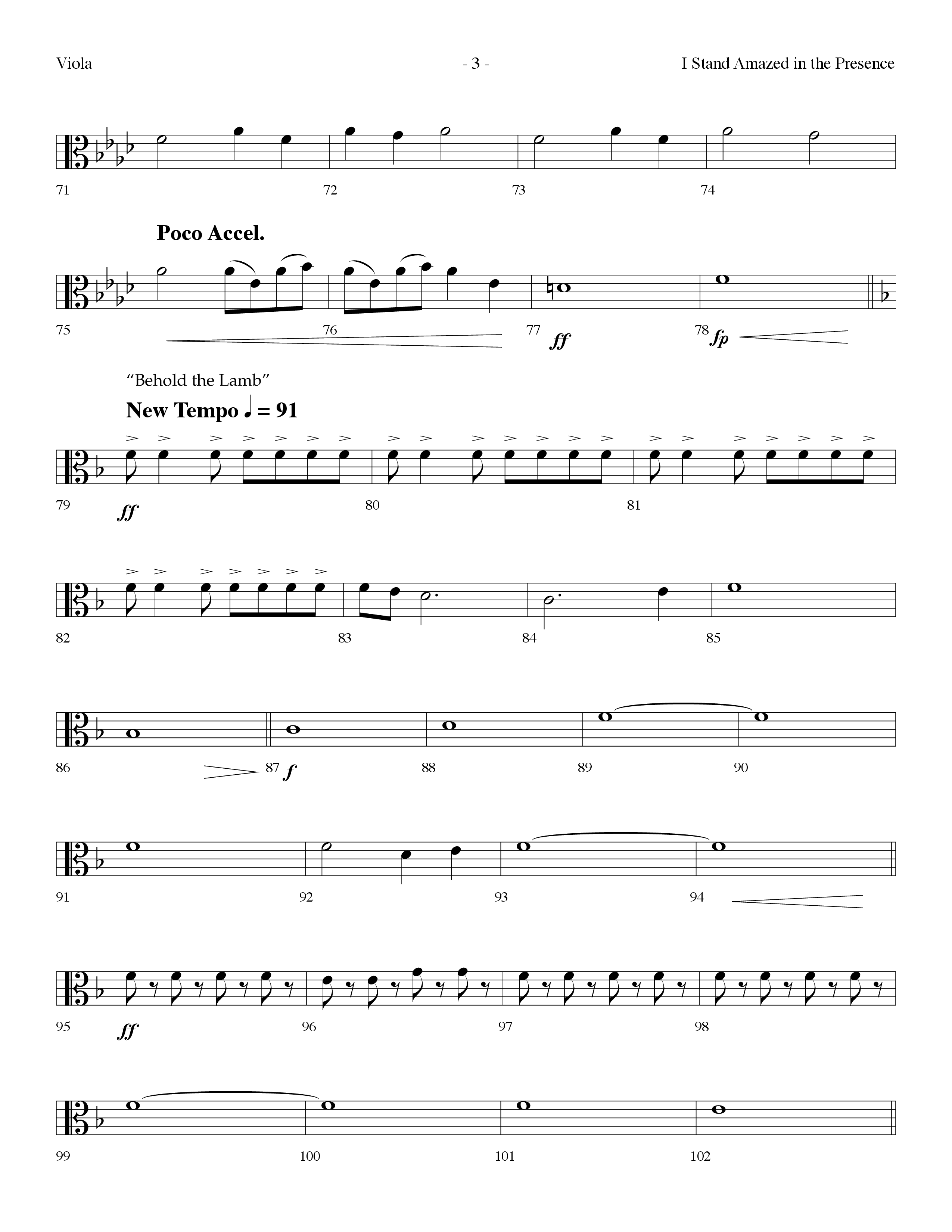 I Stand Amazed In The Presence (with Behold The Lamb) (Choral Anthem SATB) Viola (Lifeway Choral / Arr. Dennis Allen)