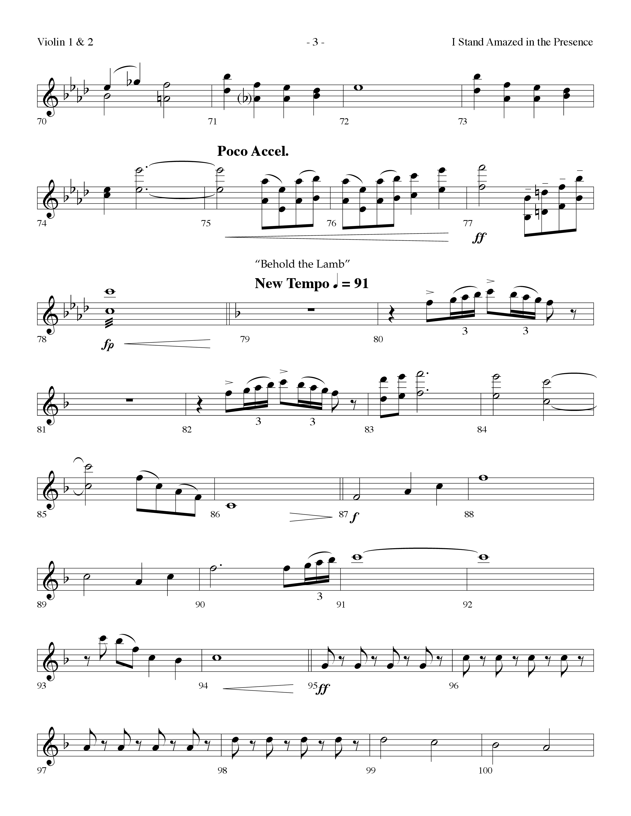 I Stand Amazed In The Presence (with Behold The Lamb) (Choral Anthem SATB) Violin 1/2 (Lifeway Choral / Arr. Dennis Allen)