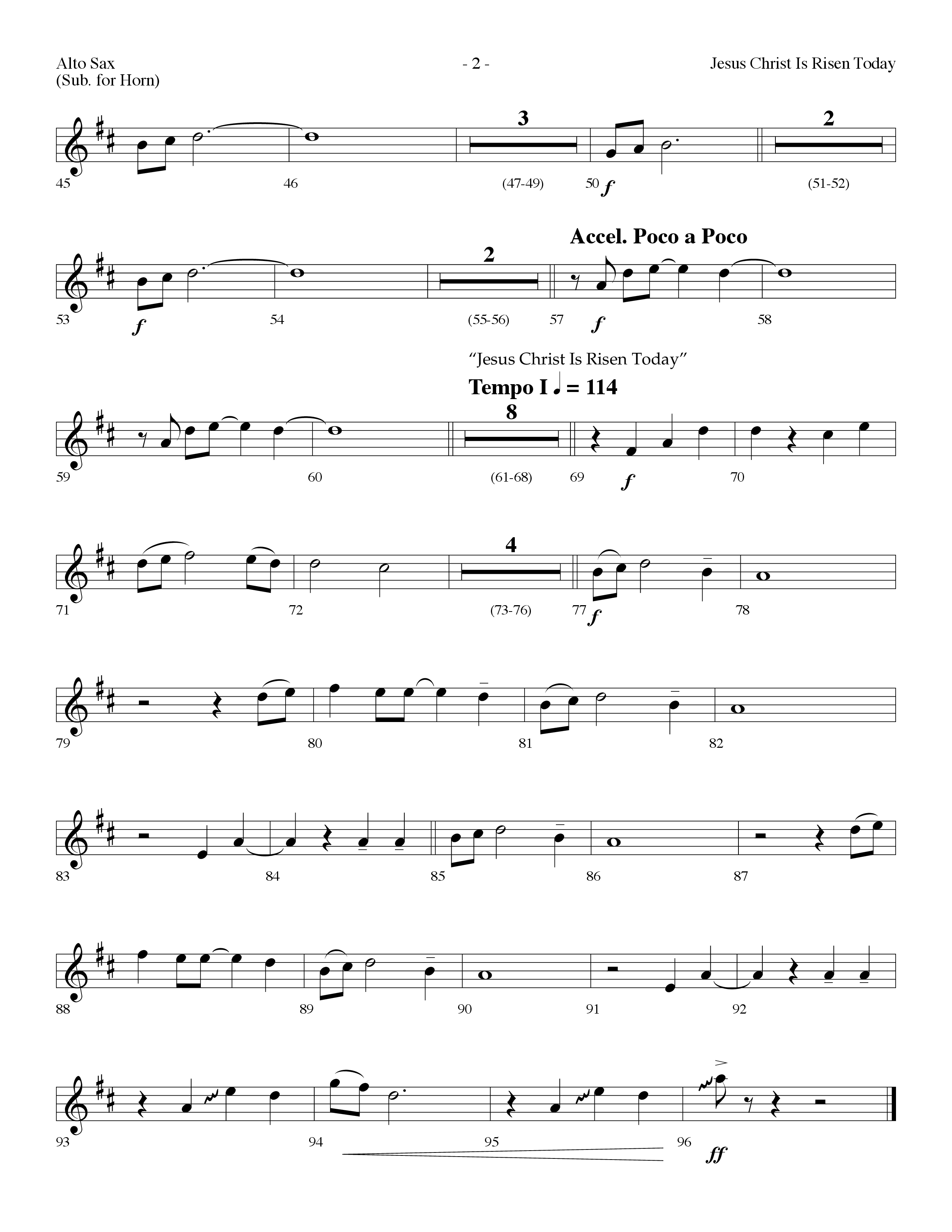 Jesus Christ Is Risen Today (with All Hail King Jesus) (Choral Anthem SATB) Alto Sax (Lifeway Worship / Arr. Dennis Allen)