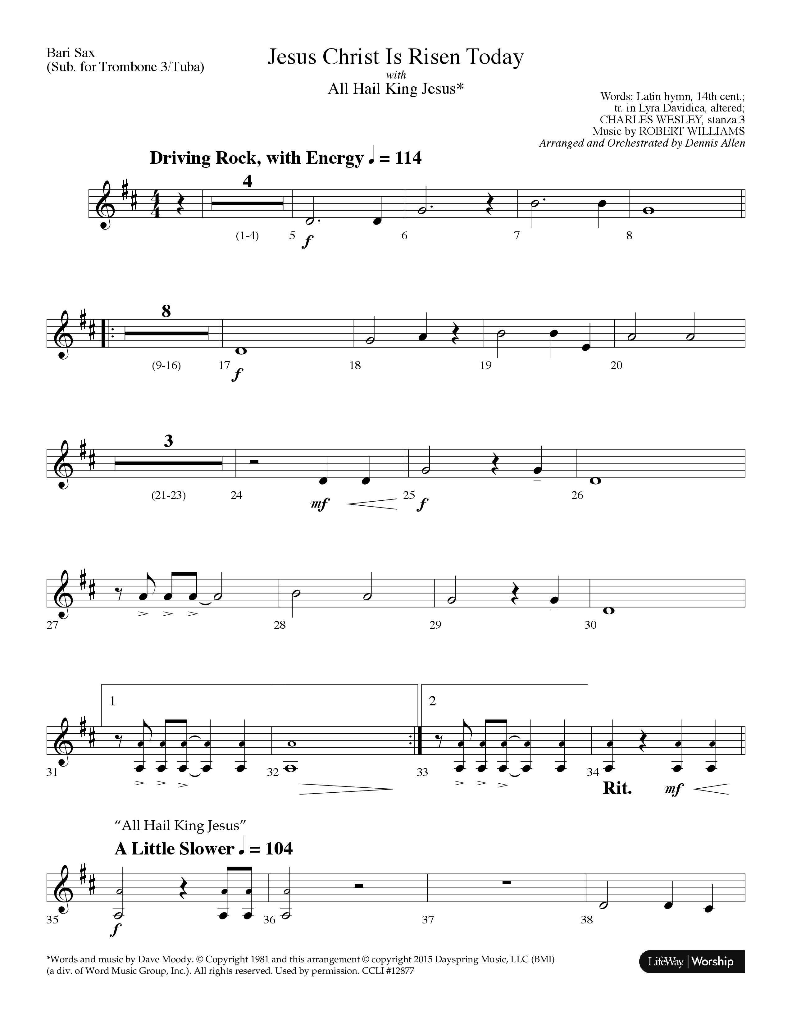 Jesus Christ Is Risen Today (with All Hail King Jesus) (Choral Anthem SATB) Bari Sax (Lifeway Worship / Arr. Dennis Allen)