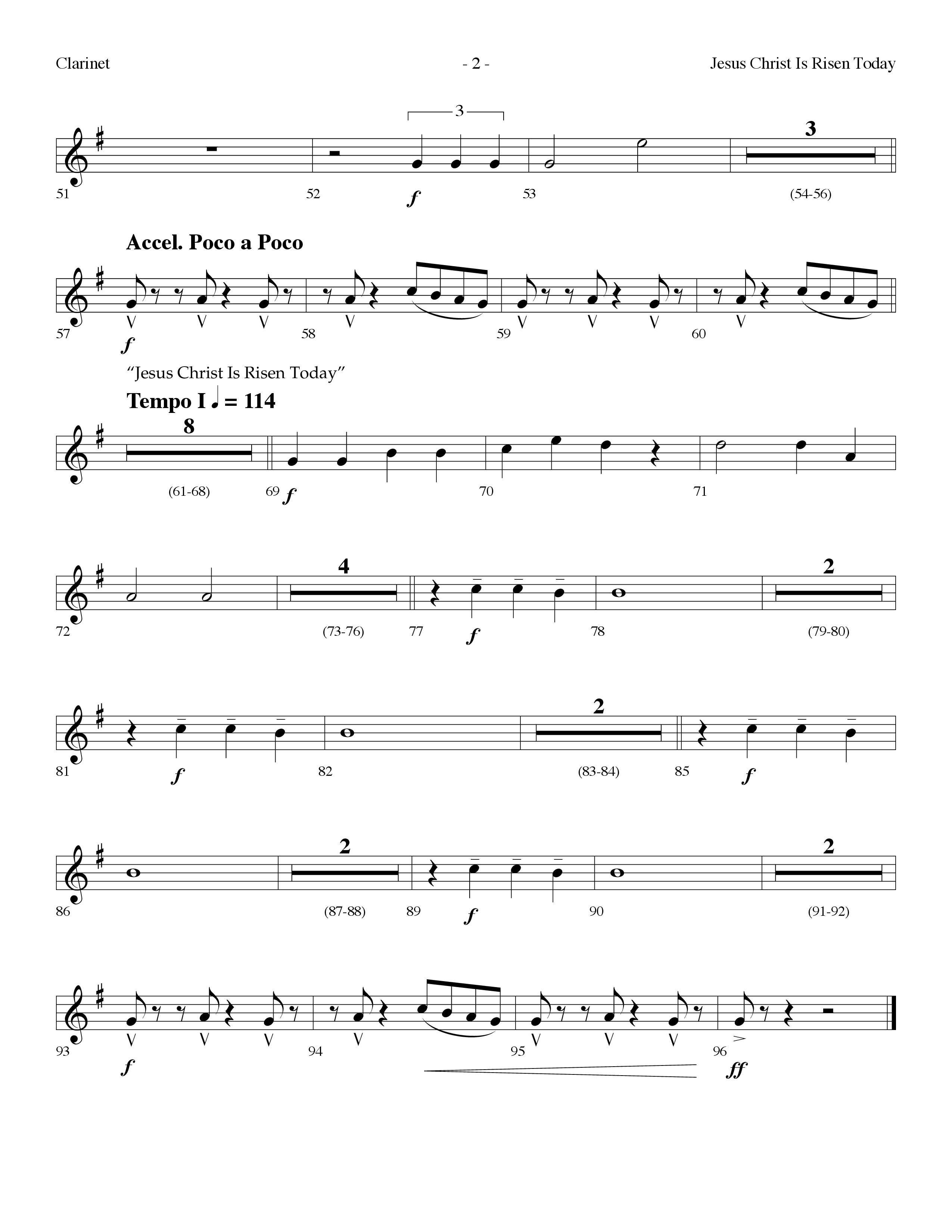 Jesus Christ Is Risen Today (with All Hail King Jesus) (Choral Anthem SATB) Clarinet (Lifeway Worship / Arr. Dennis Allen)