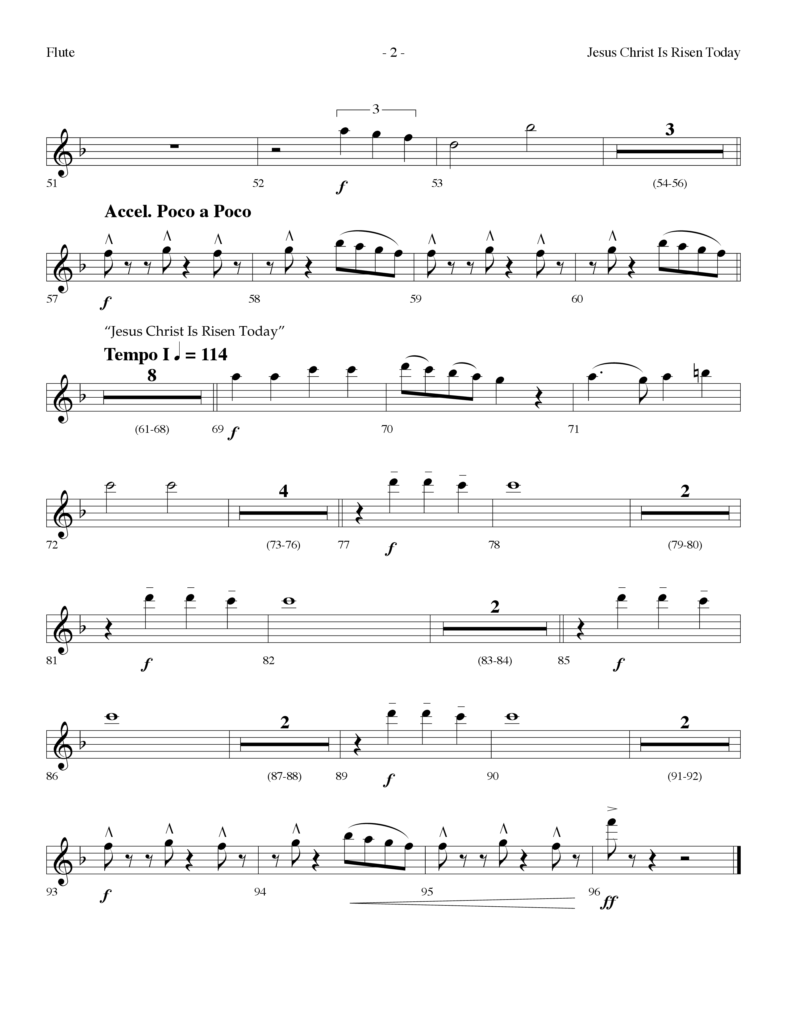 Jesus Christ Is Risen Today (with All Hail King Jesus) (Choral Anthem SATB) Flute (Lifeway Worship / Arr. Dennis Allen)