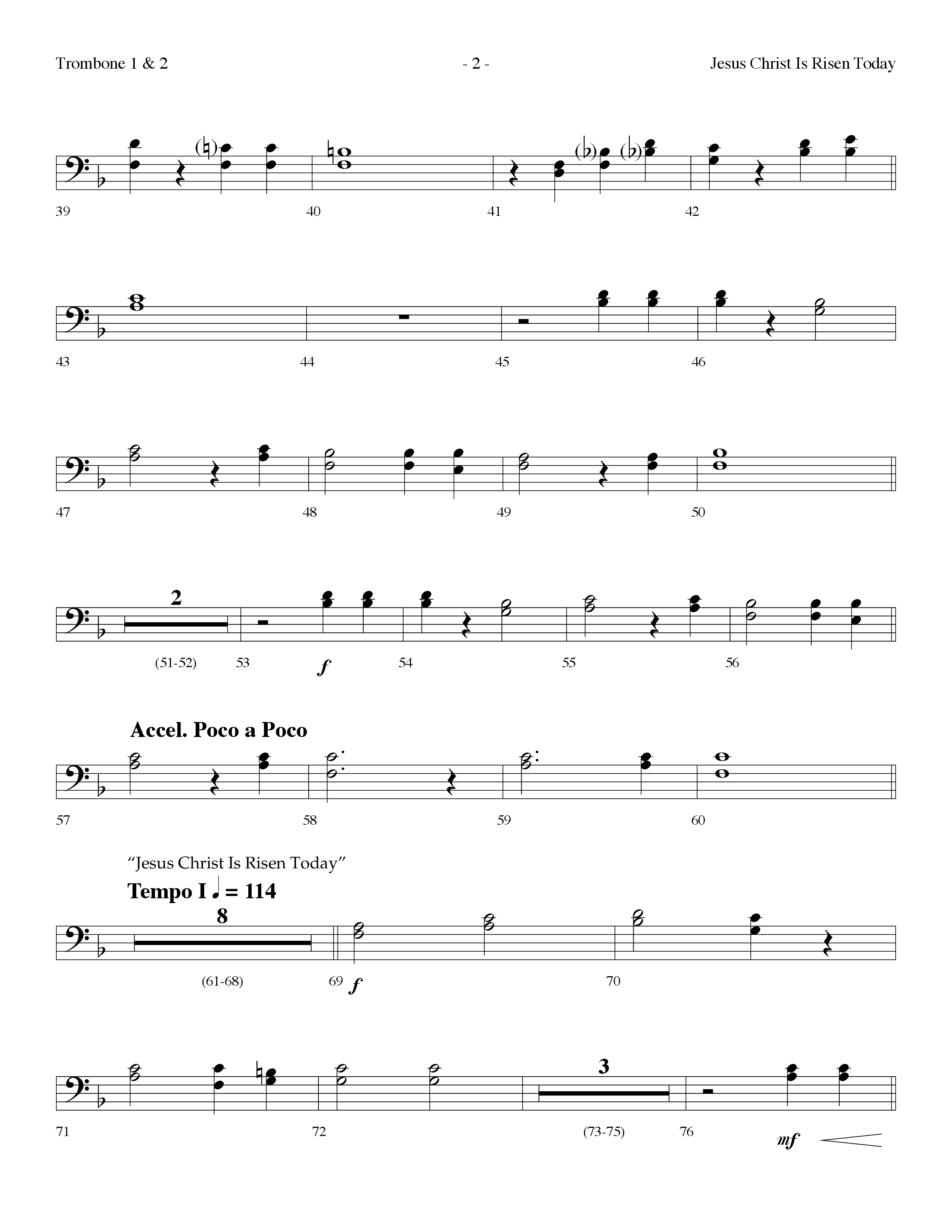 Jesus Christ Is Risen Today (with All Hail King Jesus) (Choral Anthem SATB) Trombone 1/2 (Lifeway Worship / Arr. Dennis Allen)