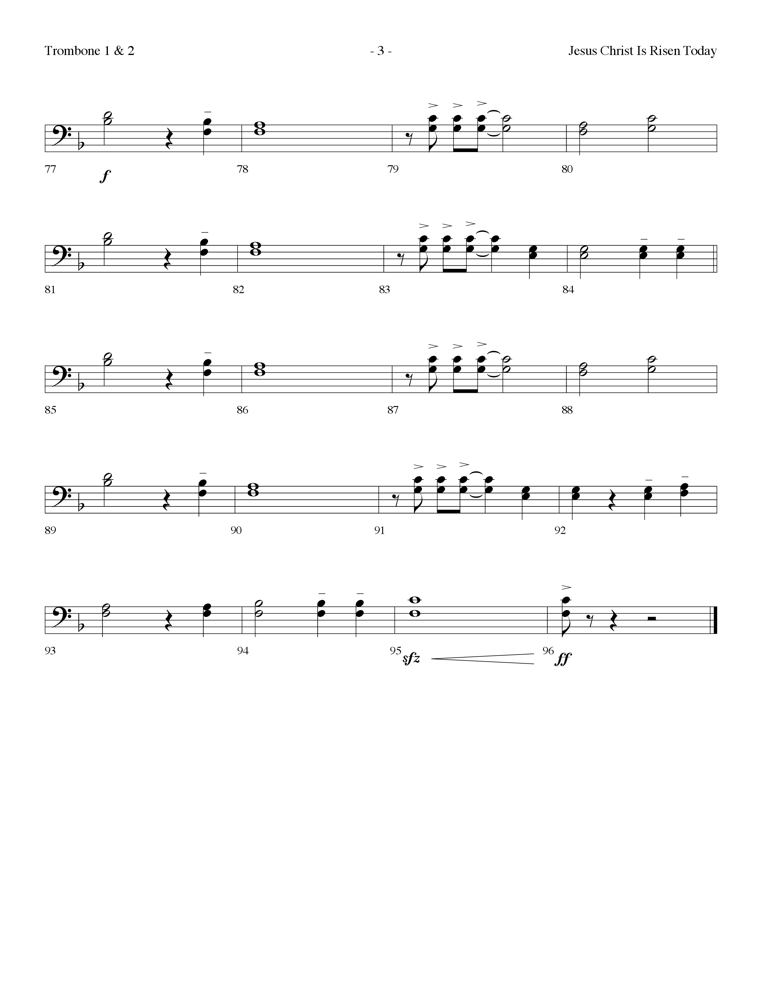 Jesus Christ Is Risen Today (with All Hail King Jesus) (Choral Anthem SATB) Trombone 1/2 (Lifeway Worship / Arr. Dennis Allen)