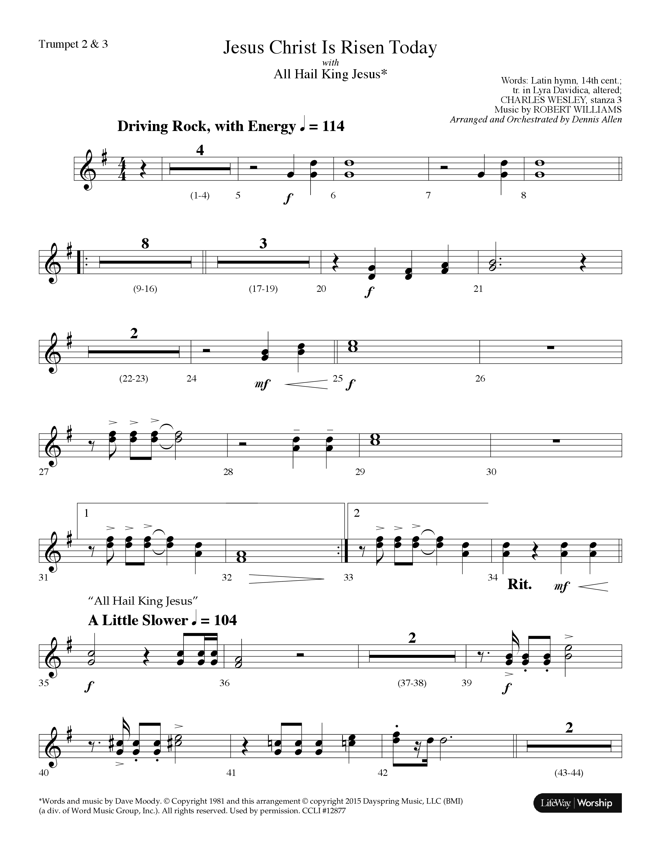 Jesus Christ Is Risen Today (with All Hail King Jesus) (Choral Anthem SATB) Trumpet 2/3 (Lifeway Worship / Arr. Dennis Allen)