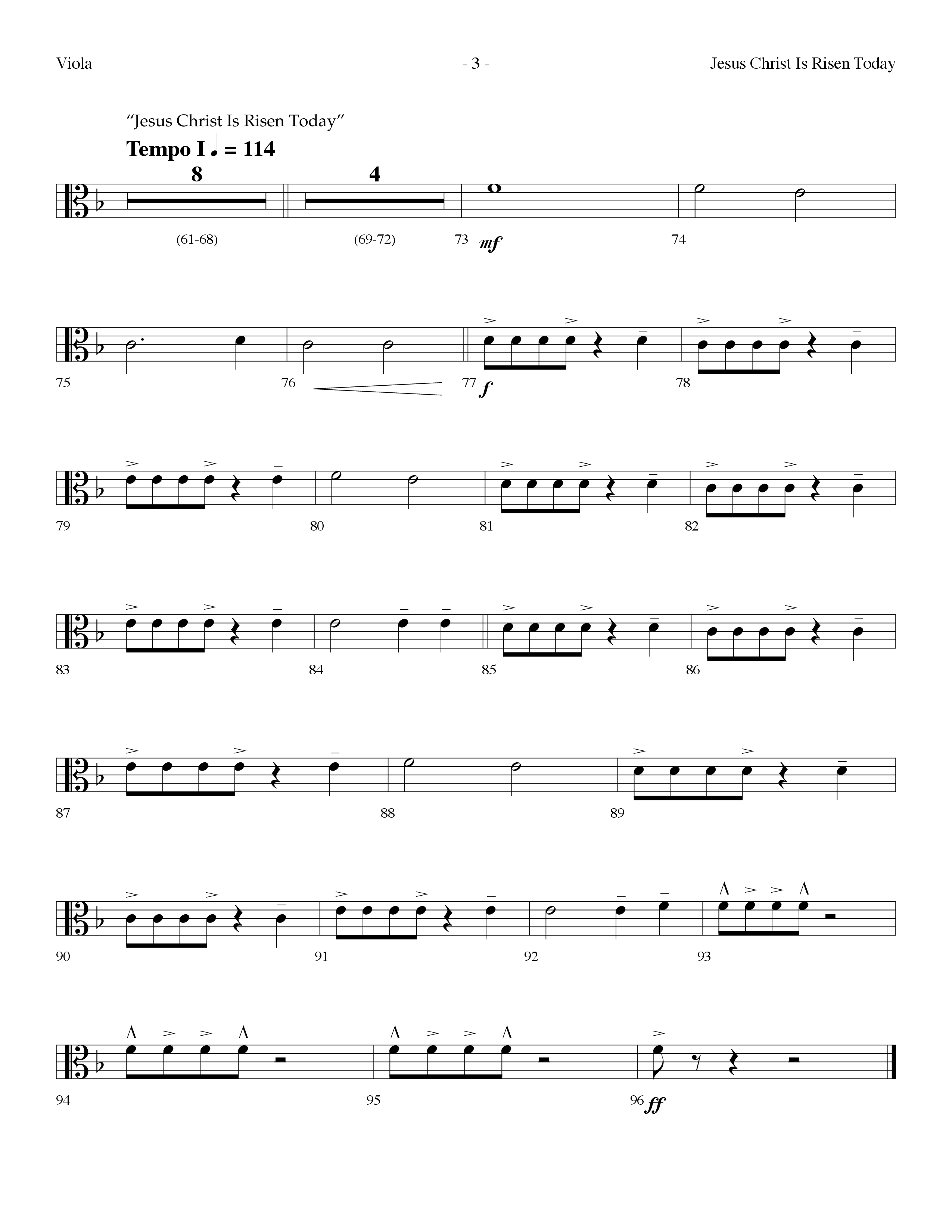 Jesus Christ Is Risen Today (with All Hail King Jesus) (Choral Anthem SATB) Viola (Lifeway Worship / Arr. Dennis Allen)