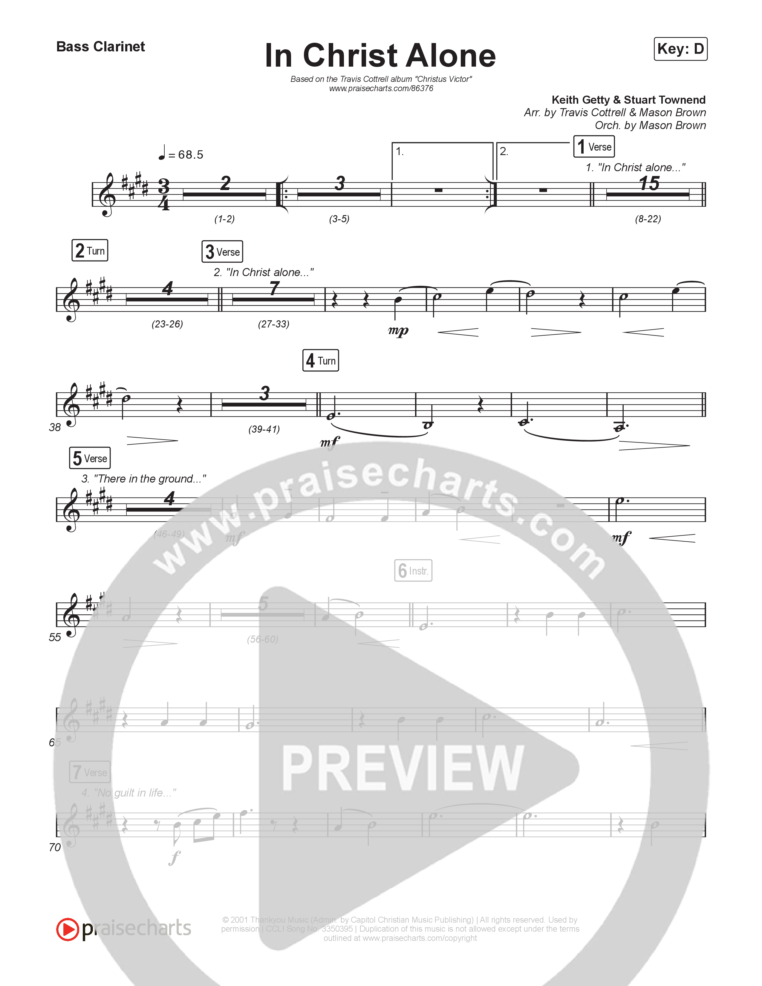 In Christ Alone (Choral/SATB) Clarinet 1,2 (Lily Cottrell / Arr. Travis Cottrell / Orch. Mason Brown)