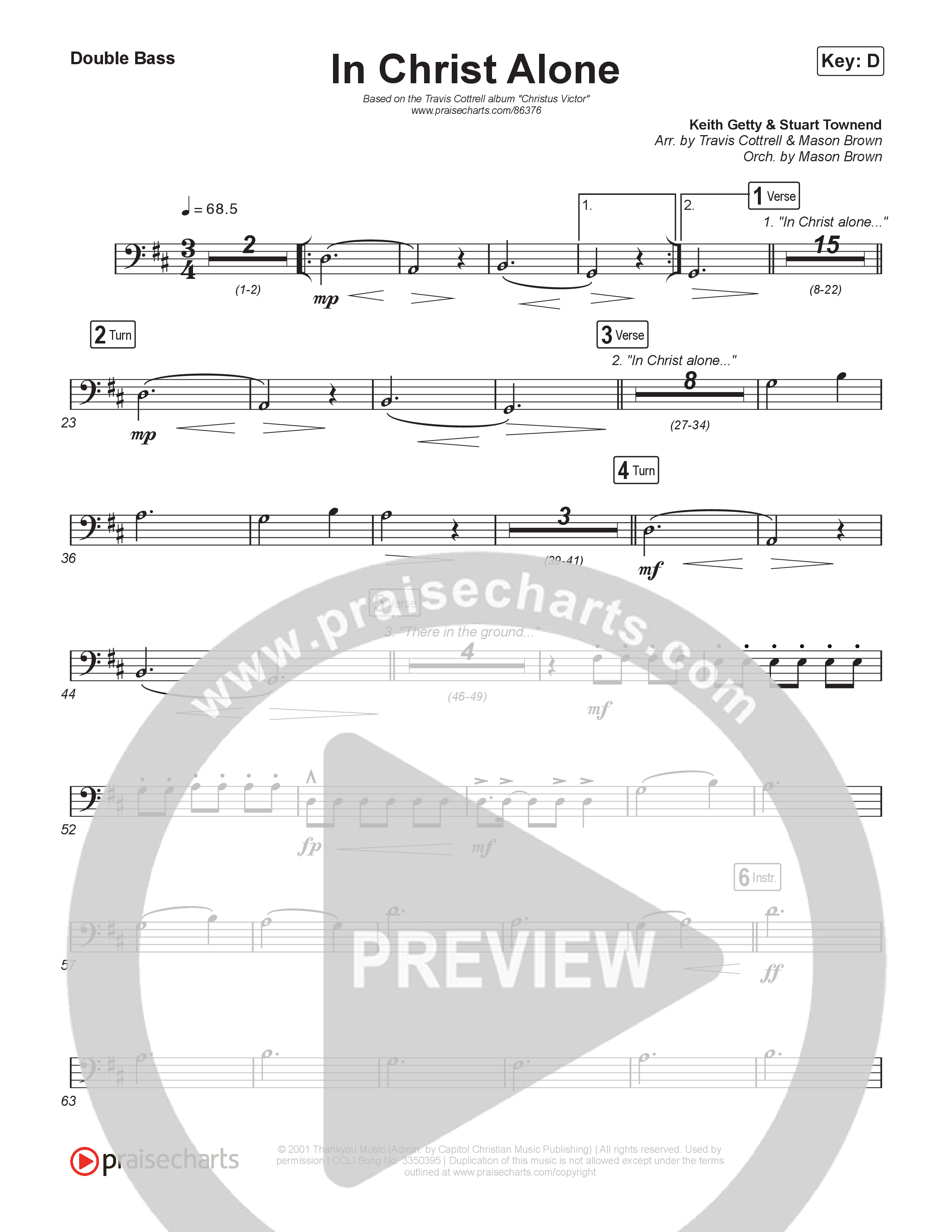 In Christ Alone (Choral/SATB) String Bass (Lily Cottrell / Arr. Travis Cottrell / Orch. Mason Brown)