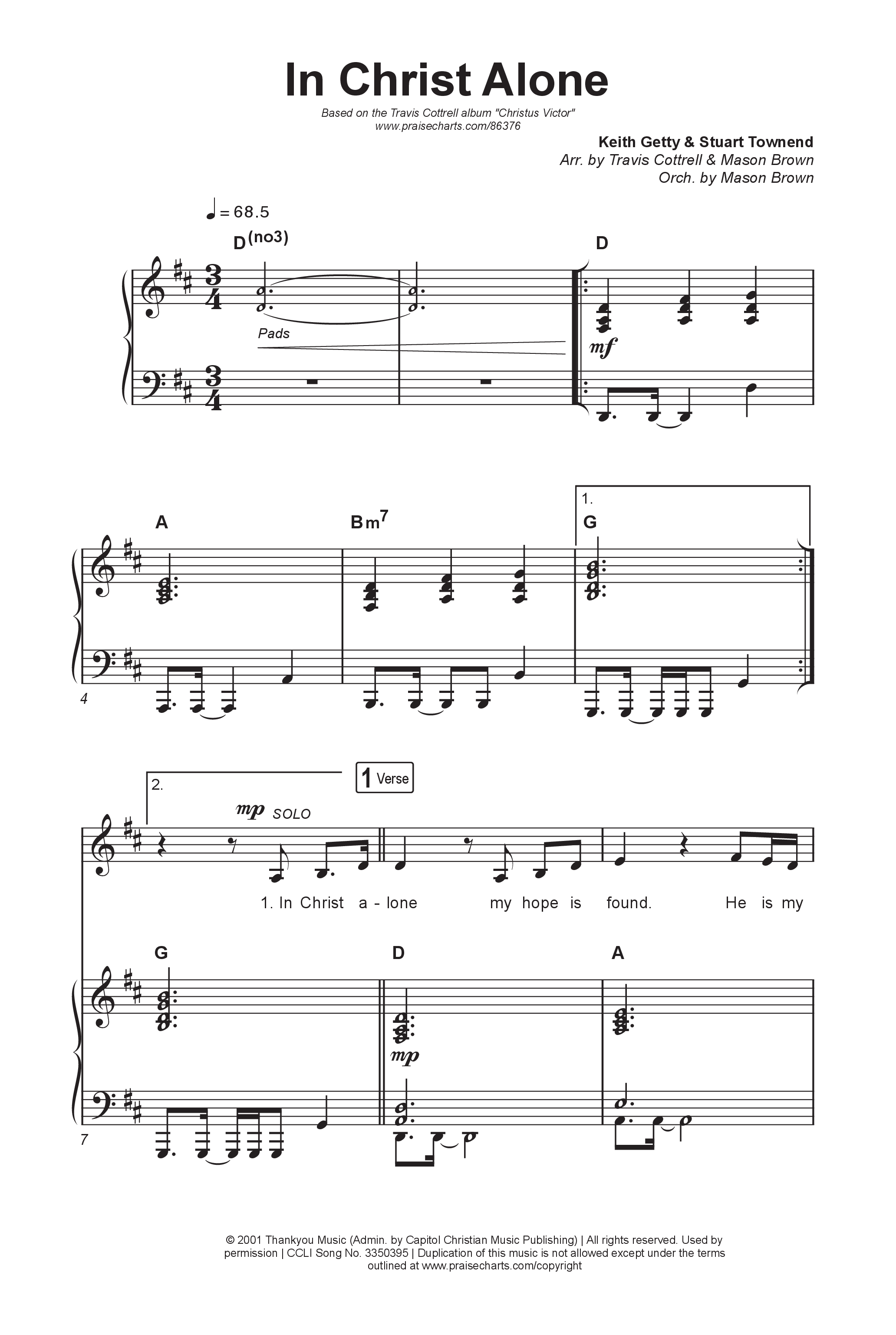 In Christ Alone (Choral/SATB) Octavo (SATB & Pno) (Lily Cottrell / Arr. Travis Cottrell / Orch. Mason Brown)