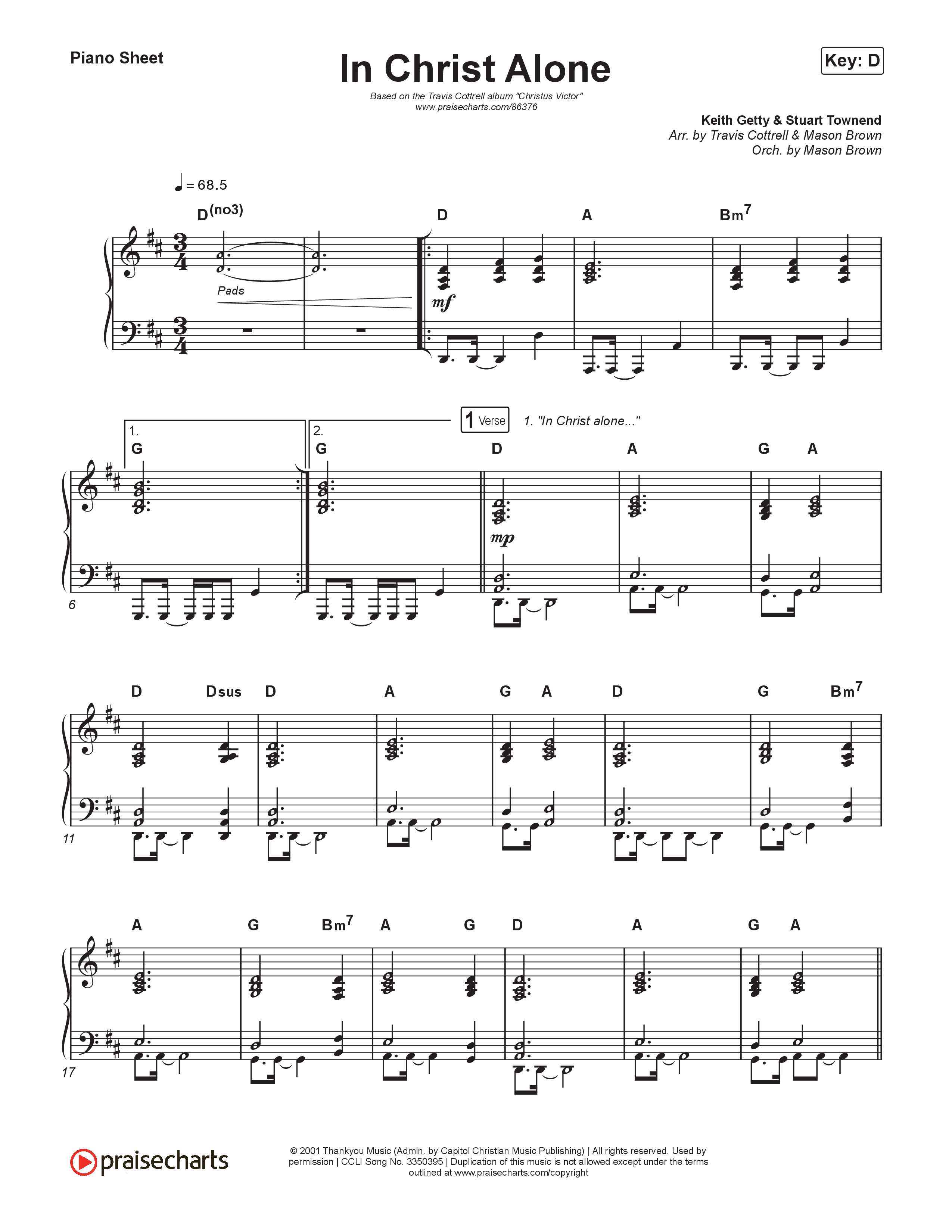 In Christ Alone (Choral/SATB) Piano Sheet (Lily Cottrell / Arr. Travis Cottrell / Orch. Mason Brown)