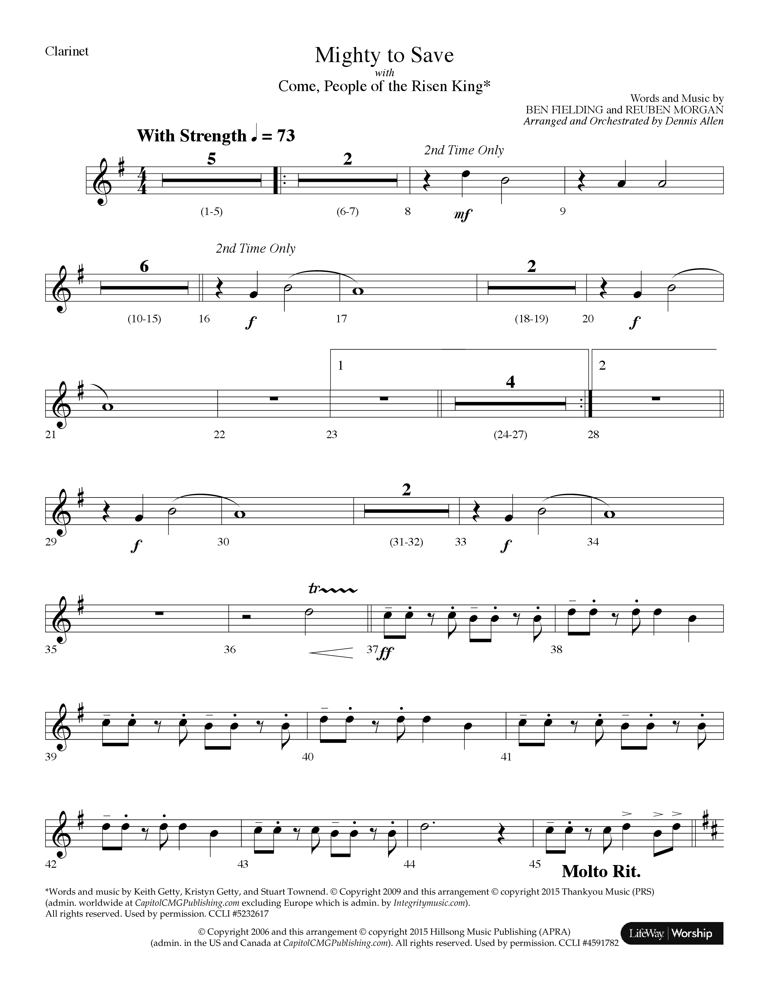 Mighty To Save (with Come People Of The Risen King) (Choral Anthem SATB) Clarinet (Lifeway Choral / Arr. Dennis Allen)