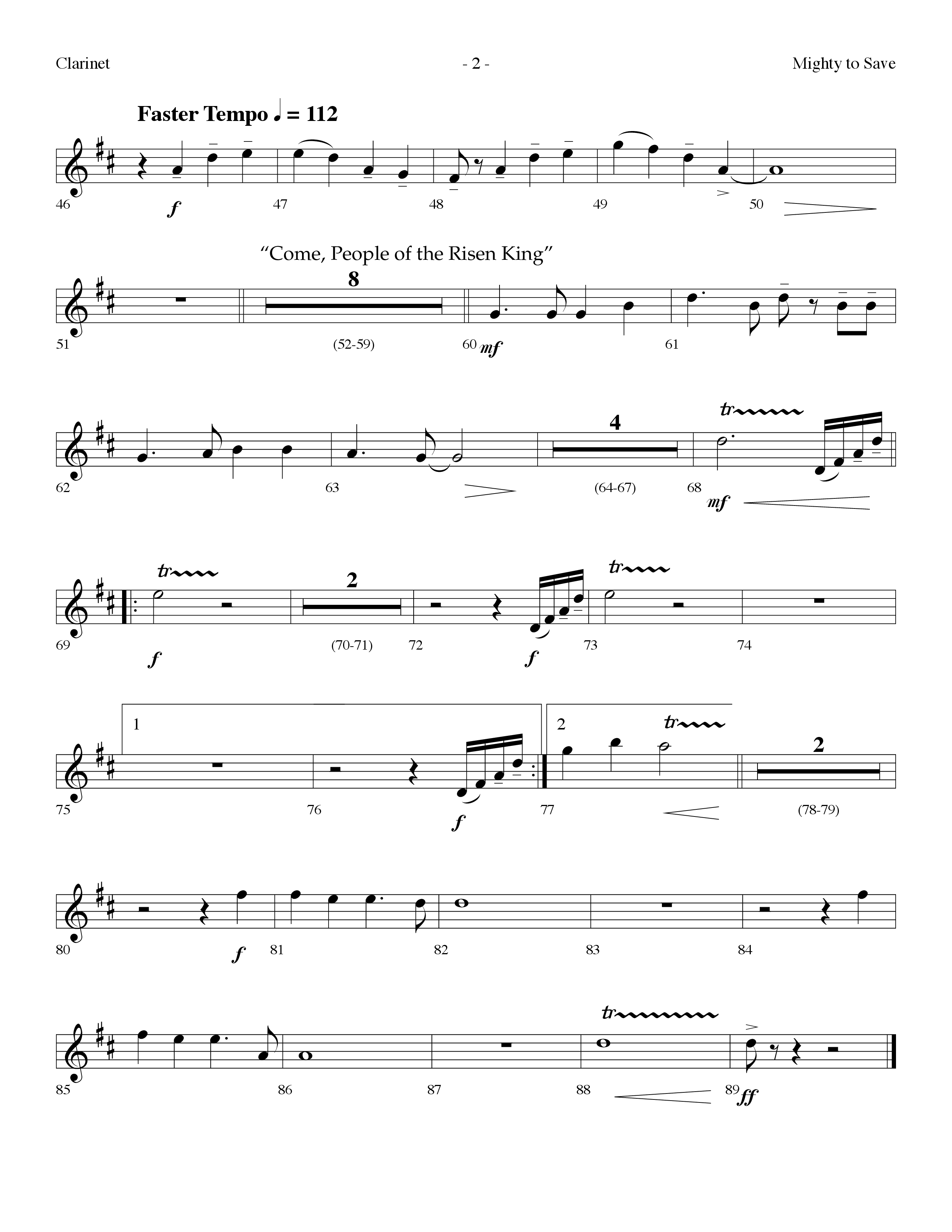 Mighty To Save (with Come People Of The Risen King) (Choral Anthem SATB) Clarinet (Lifeway Choral / Arr. Dennis Allen)