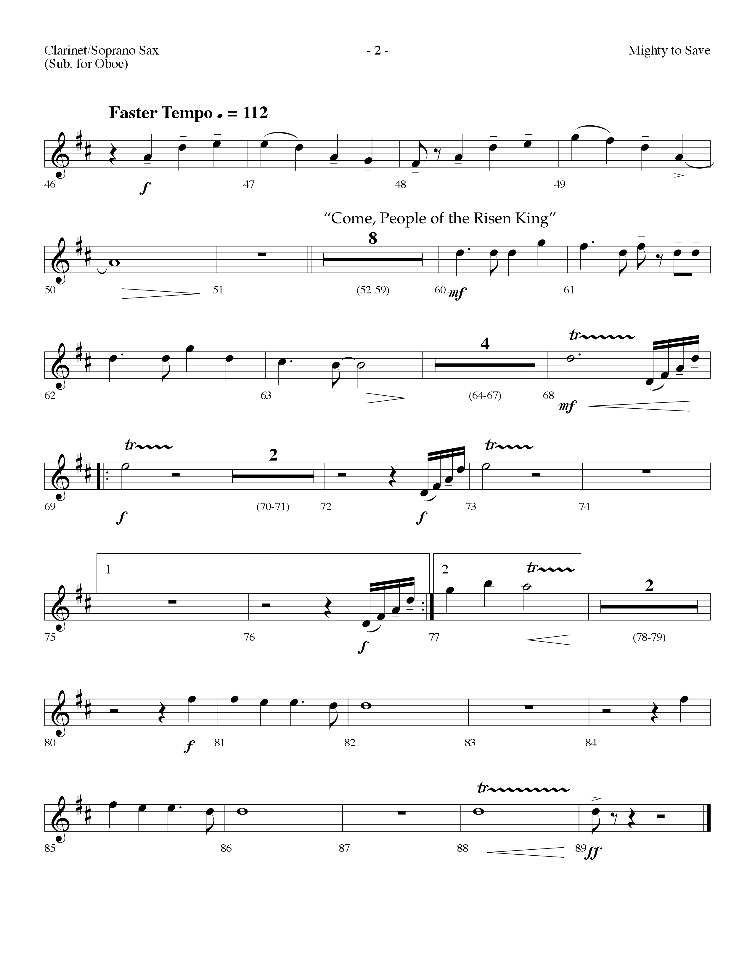 Mighty To Save (with Come People Of The Risen King) (Choral Anthem SATB) Clarinet/Soprano Sax (Lifeway Choral / Arr. Dennis Allen)