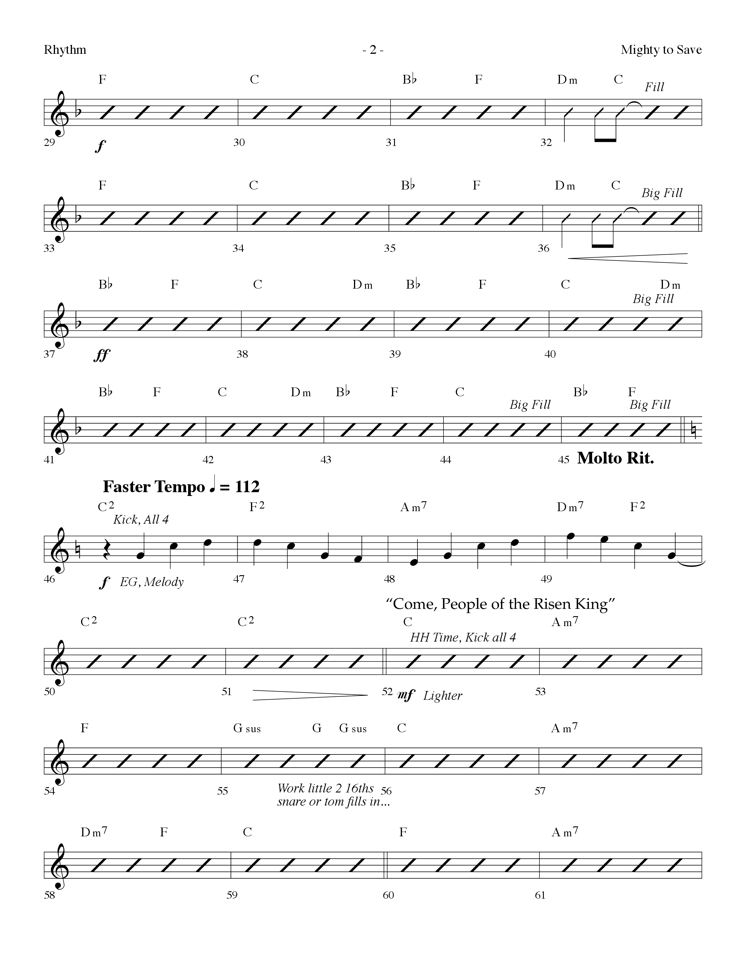 Mighty To Save (with Come People Of The Risen King) (Choral Anthem SATB) Rhythm Chart (Lifeway Choral / Arr. Dennis Allen)