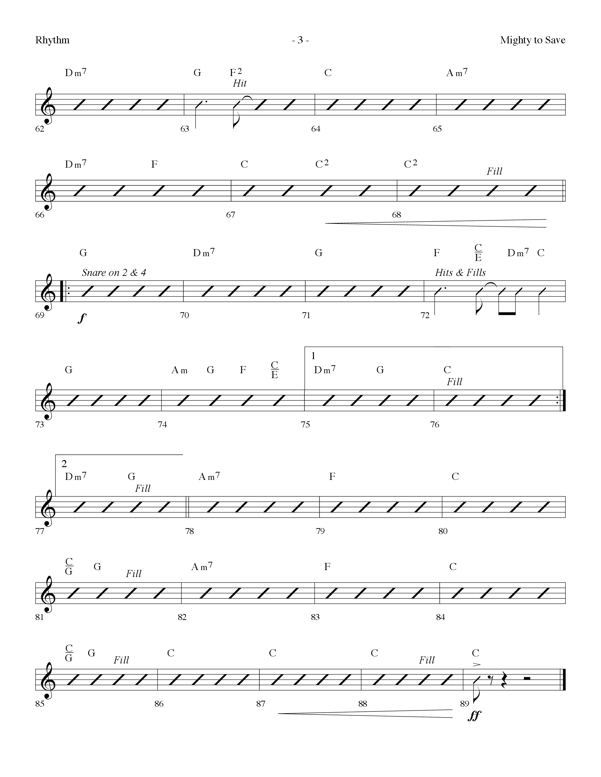 Mighty To Save (with Come People Of The Risen King) (Choral Anthem SATB) Rhythm Chart (Lifeway Choral / Arr. Dennis Allen)