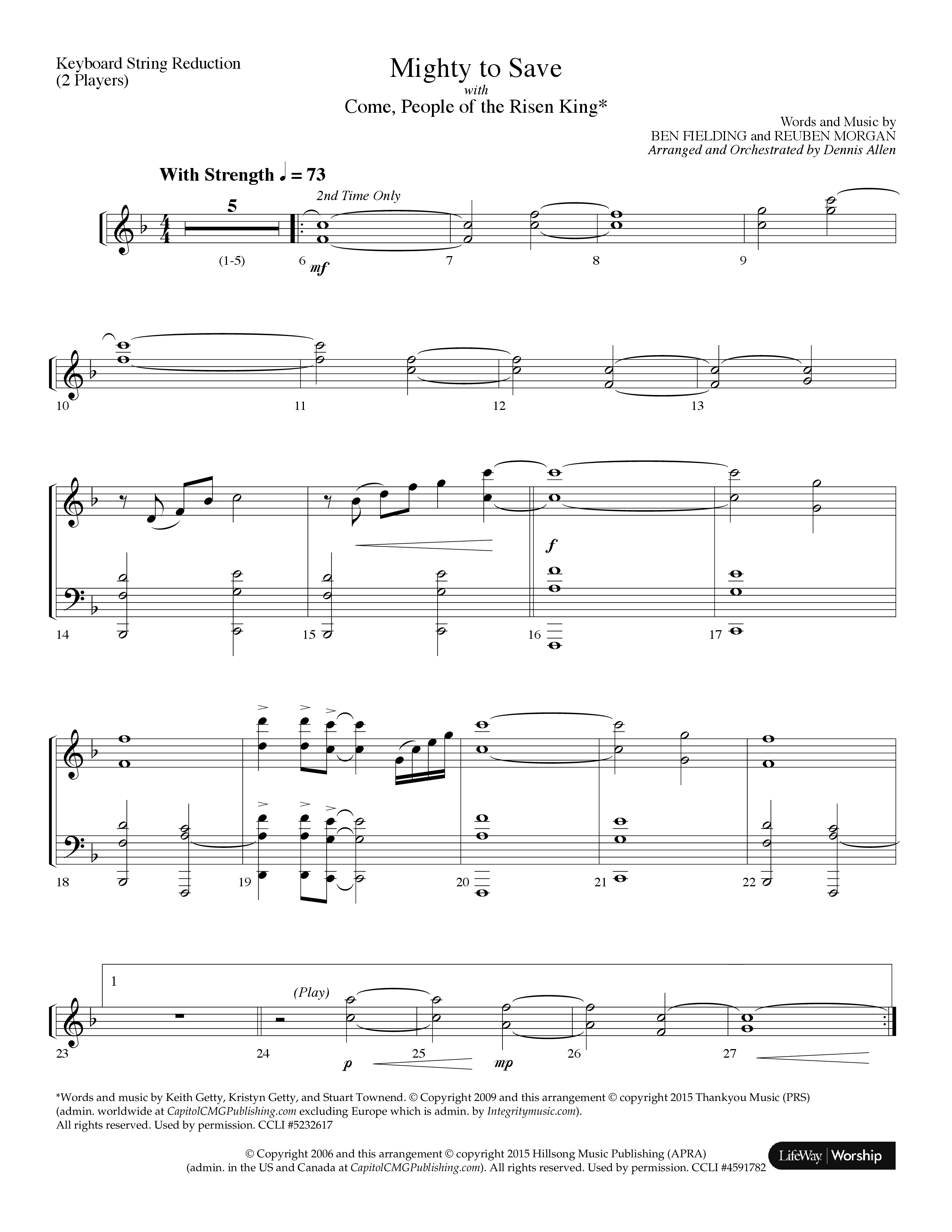 Mighty To Save (with Come People Of The Risen King) (Choral Anthem SATB) String Reduction (Lifeway Choral / Arr. Dennis Allen)