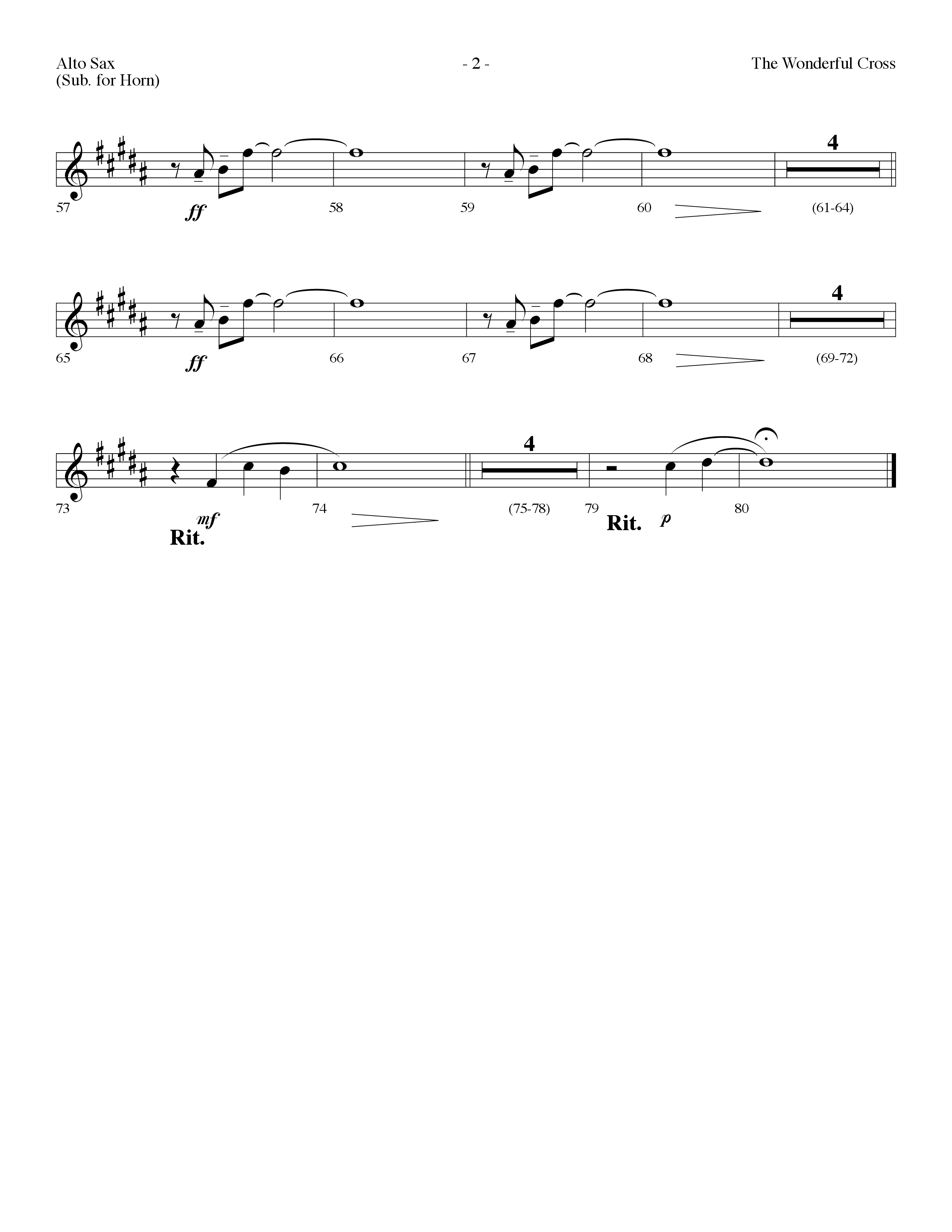 The Wonderful Cross (Choral Anthem SATB) Alto Sax (Lifeway Choral / Arr. Dennis Allen)
