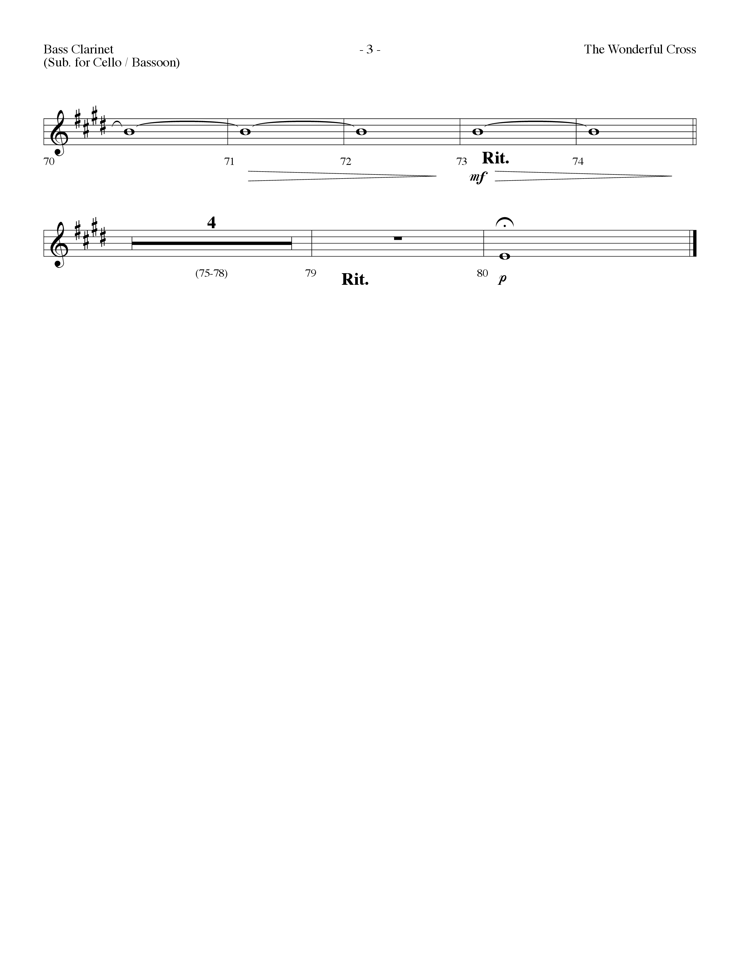 The Wonderful Cross (Choral Anthem SATB) Bass Clarinet (Lifeway Choral / Arr. Dennis Allen)