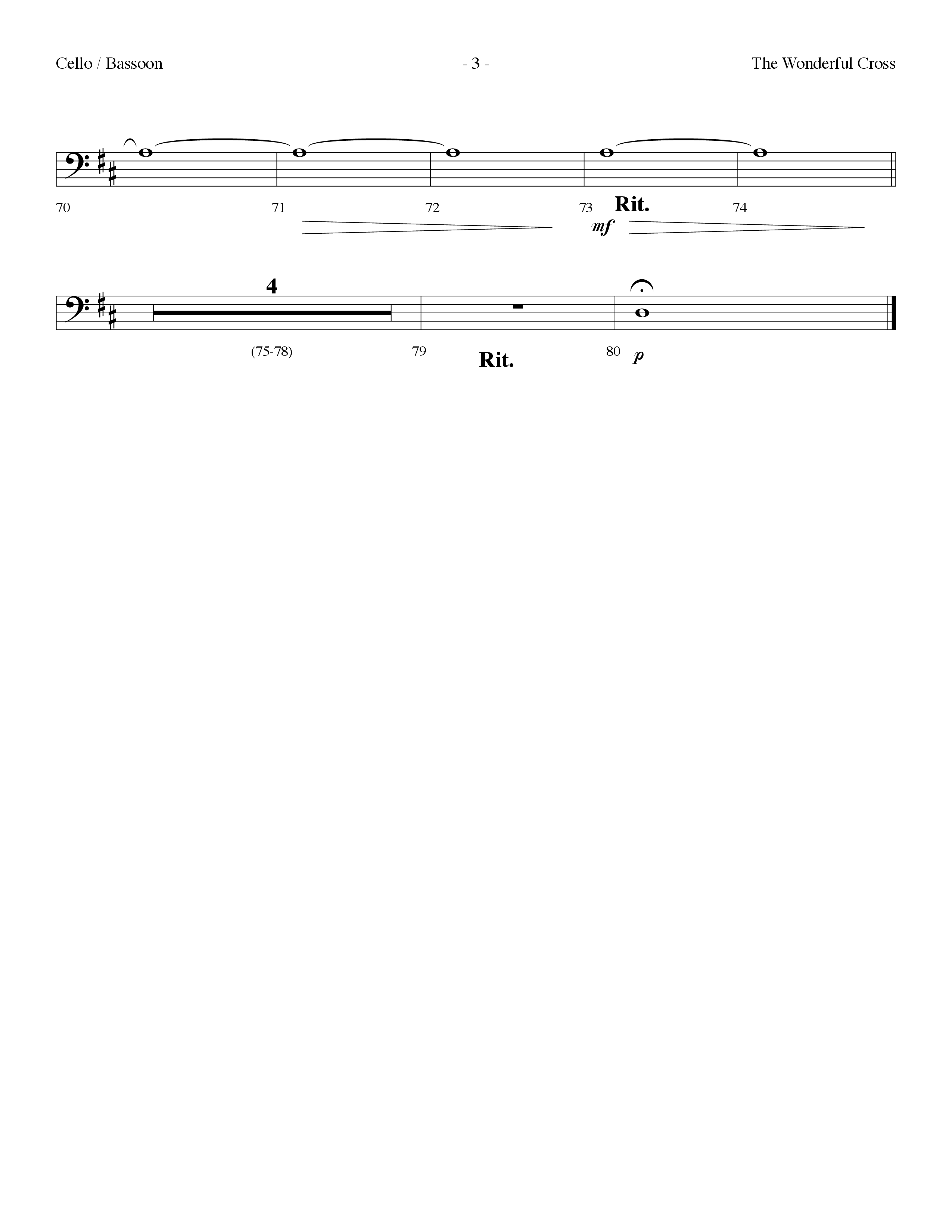 The Wonderful Cross (Choral Anthem SATB) Cello (Lifeway Choral / Arr. Dennis Allen)