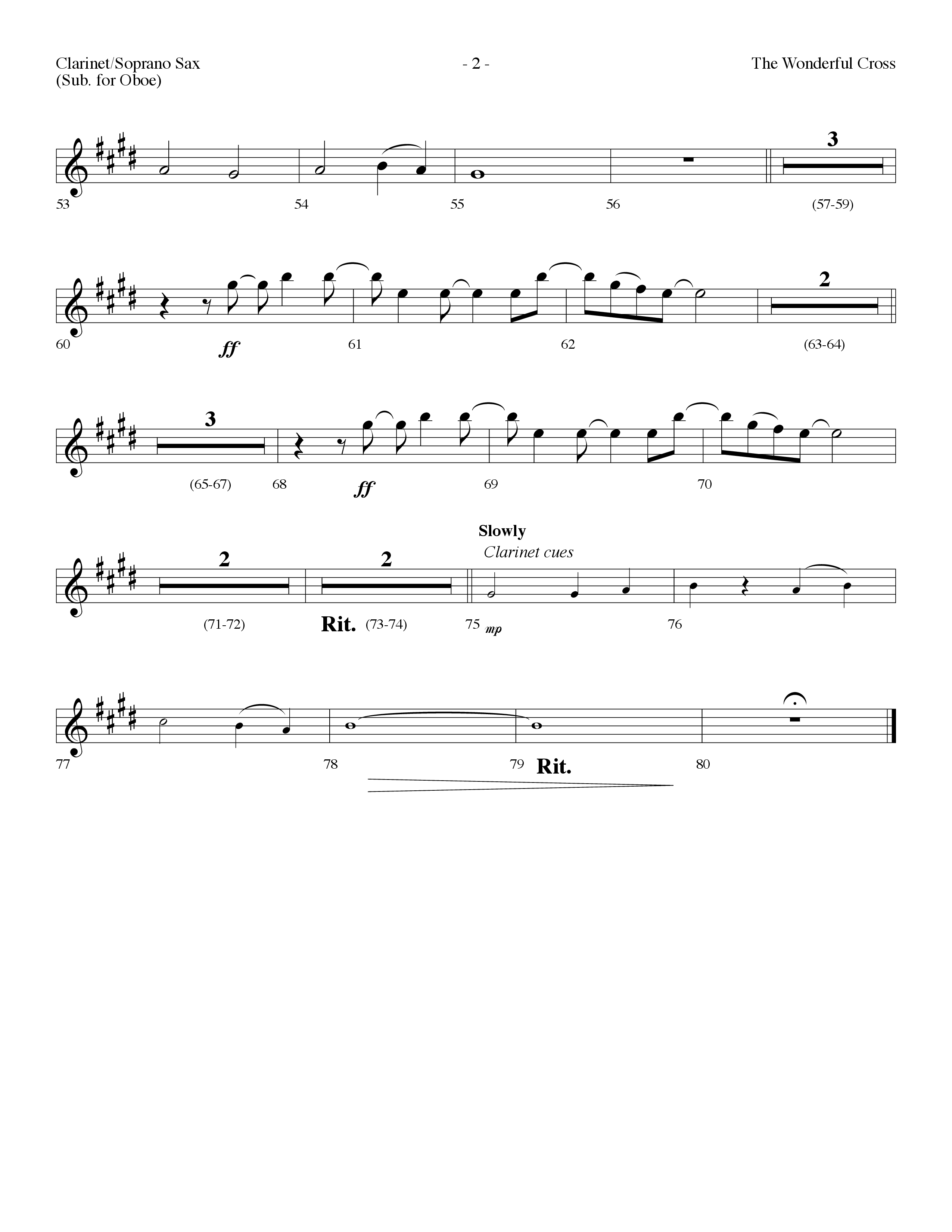 The Wonderful Cross (Choral Anthem SATB) Clarinet/Soprano Sax (Lifeway Choral / Arr. Dennis Allen)
