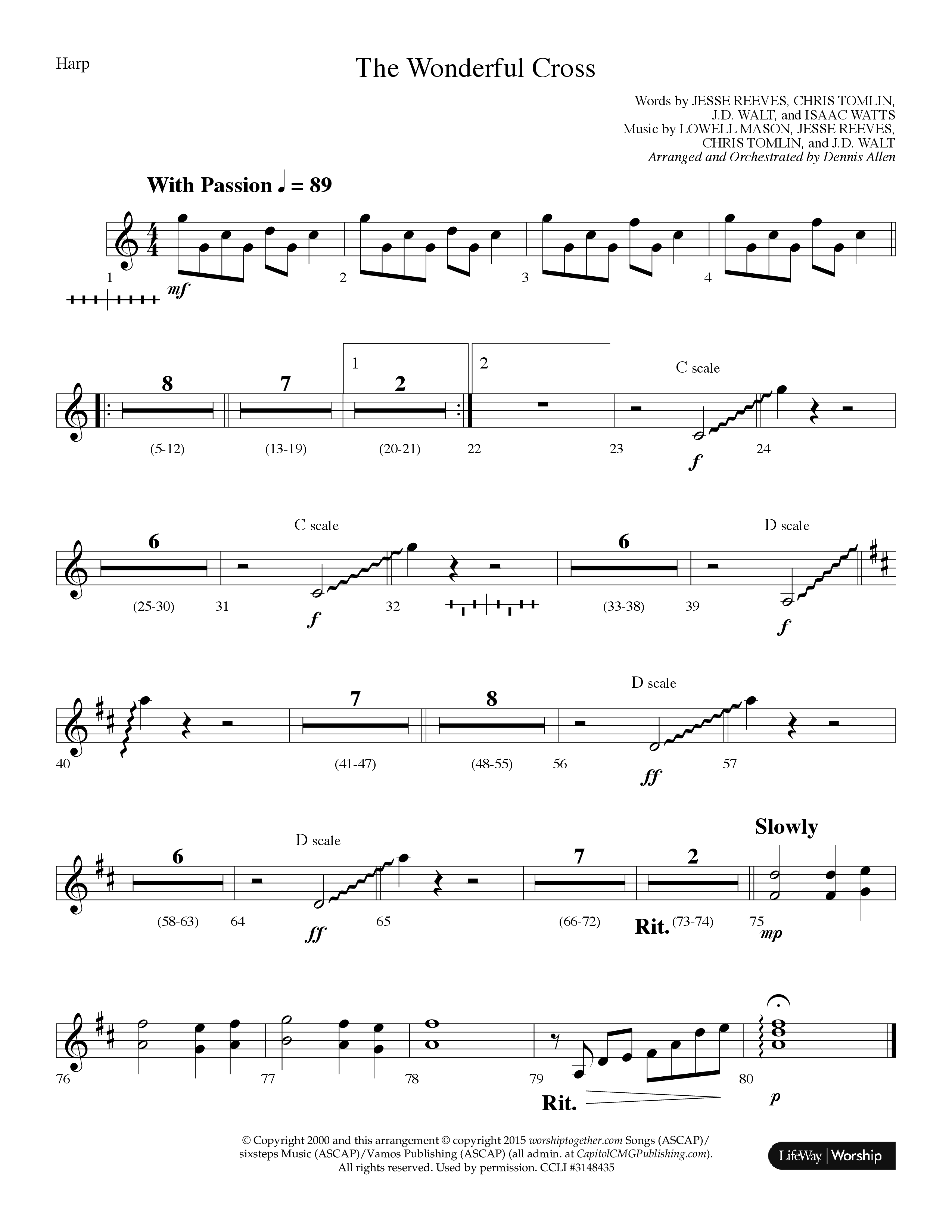 The Wonderful Cross (Choral Anthem SATB) Harp (Lifeway Choral / Arr. Dennis Allen)