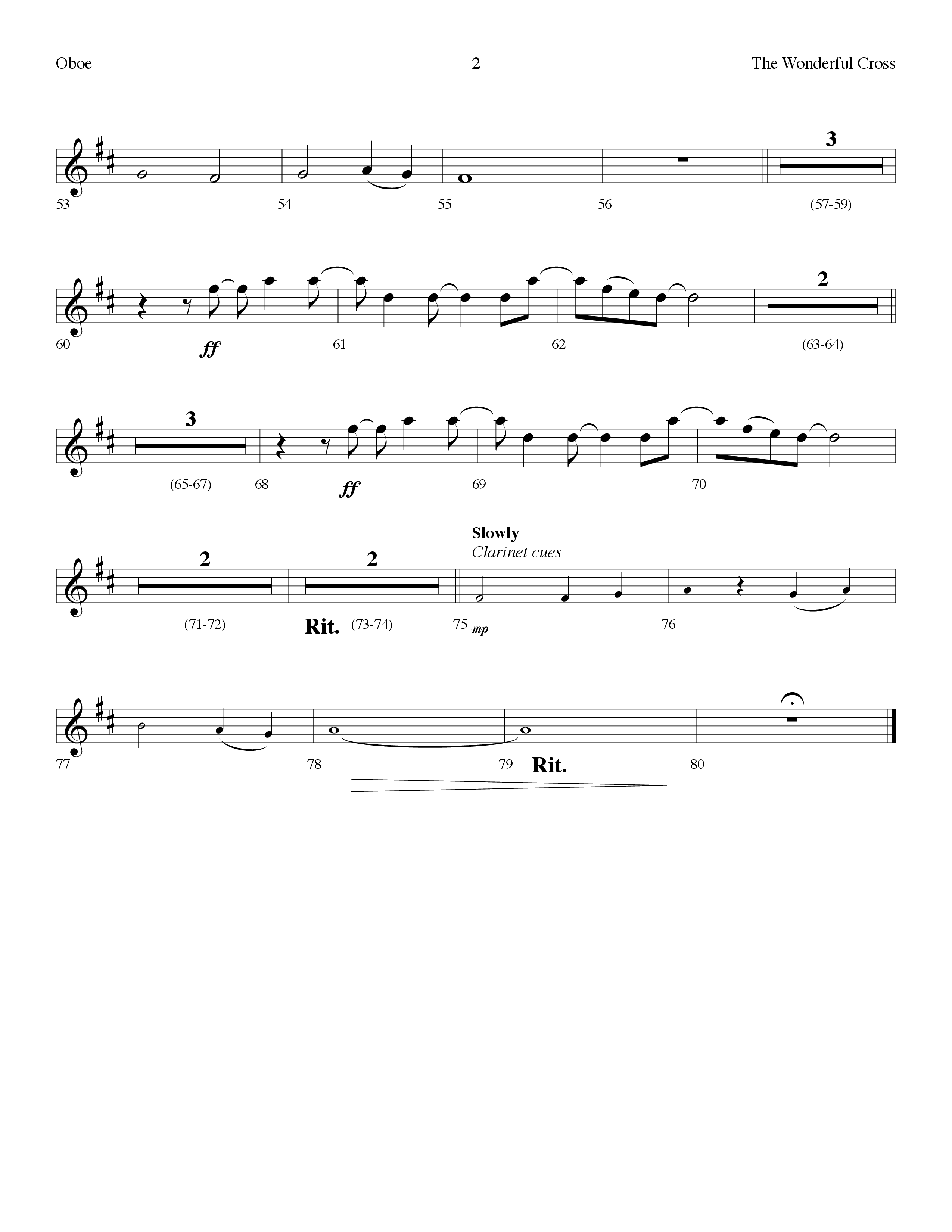 The Wonderful Cross (Choral Anthem SATB) Oboe (Lifeway Choral / Arr. Dennis Allen)