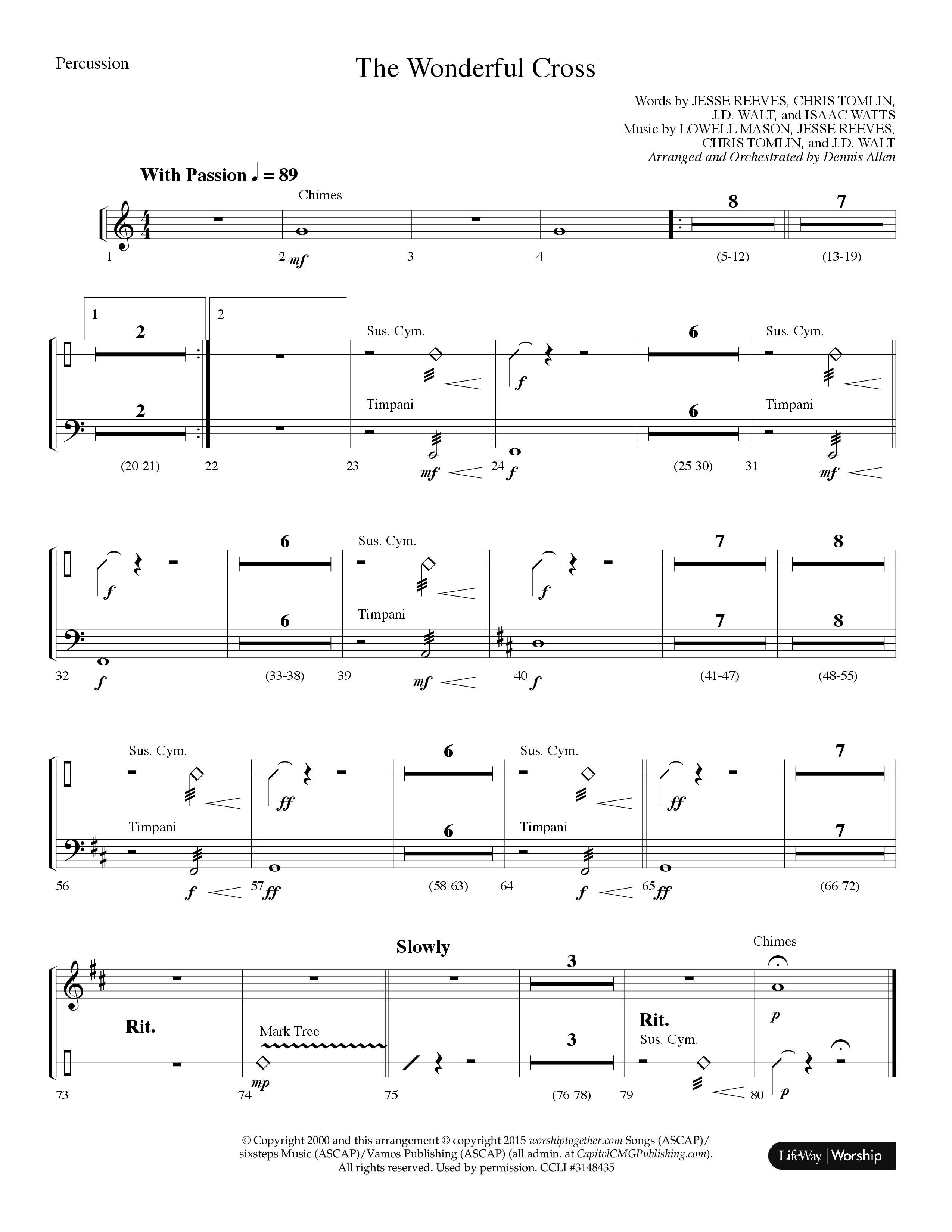 The Wonderful Cross (Choral Anthem SATB) Percussion (Lifeway Choral / Arr. Dennis Allen)