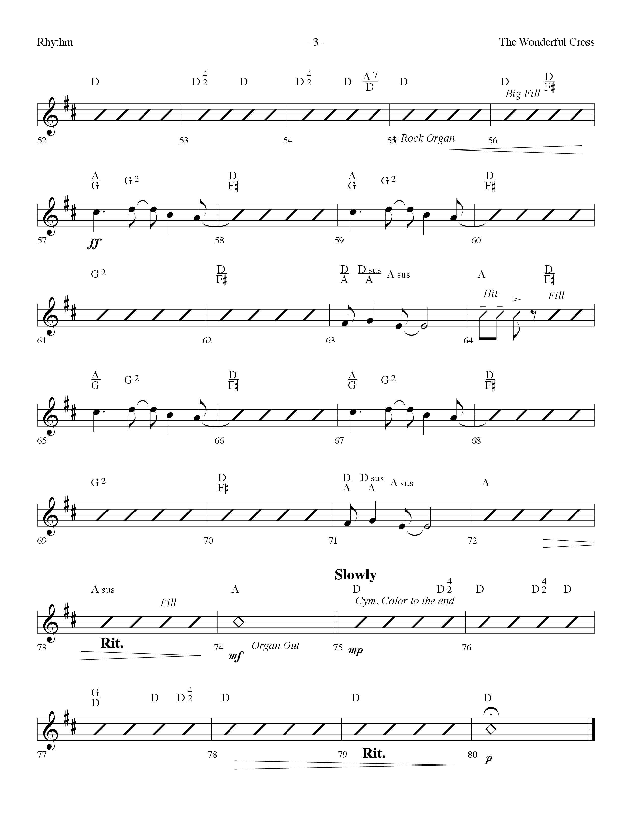 The Wonderful Cross (Choral Anthem SATB) Rhythm Chart (Lifeway Choral / Arr. Dennis Allen)