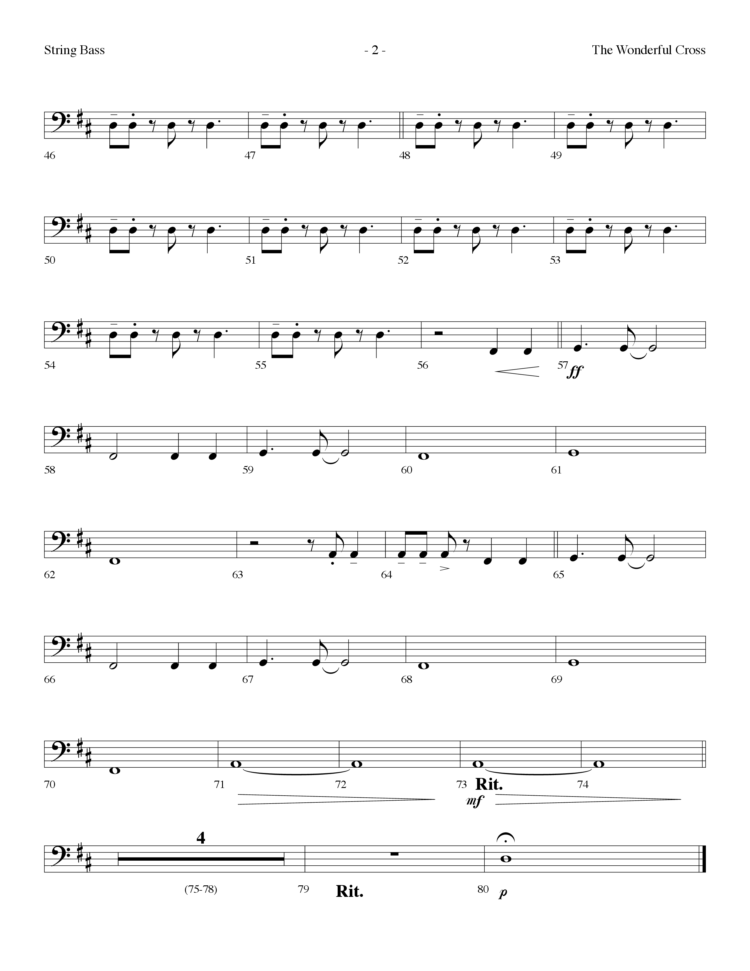 The Wonderful Cross (Choral Anthem SATB) String Bass (Lifeway Choral / Arr. Dennis Allen)