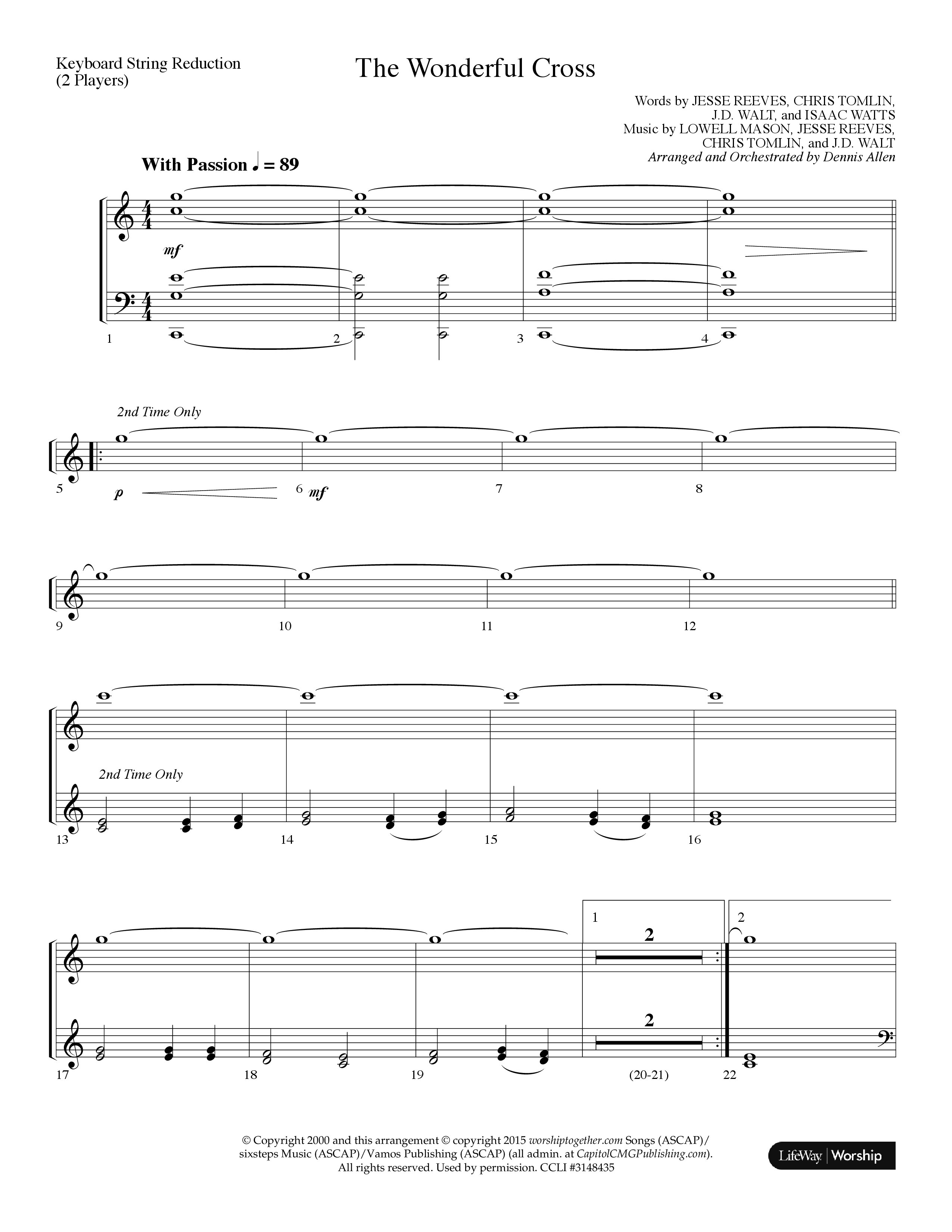The Wonderful Cross (Choral Anthem SATB) String Reduction (Lifeway Choral / Arr. Dennis Allen)