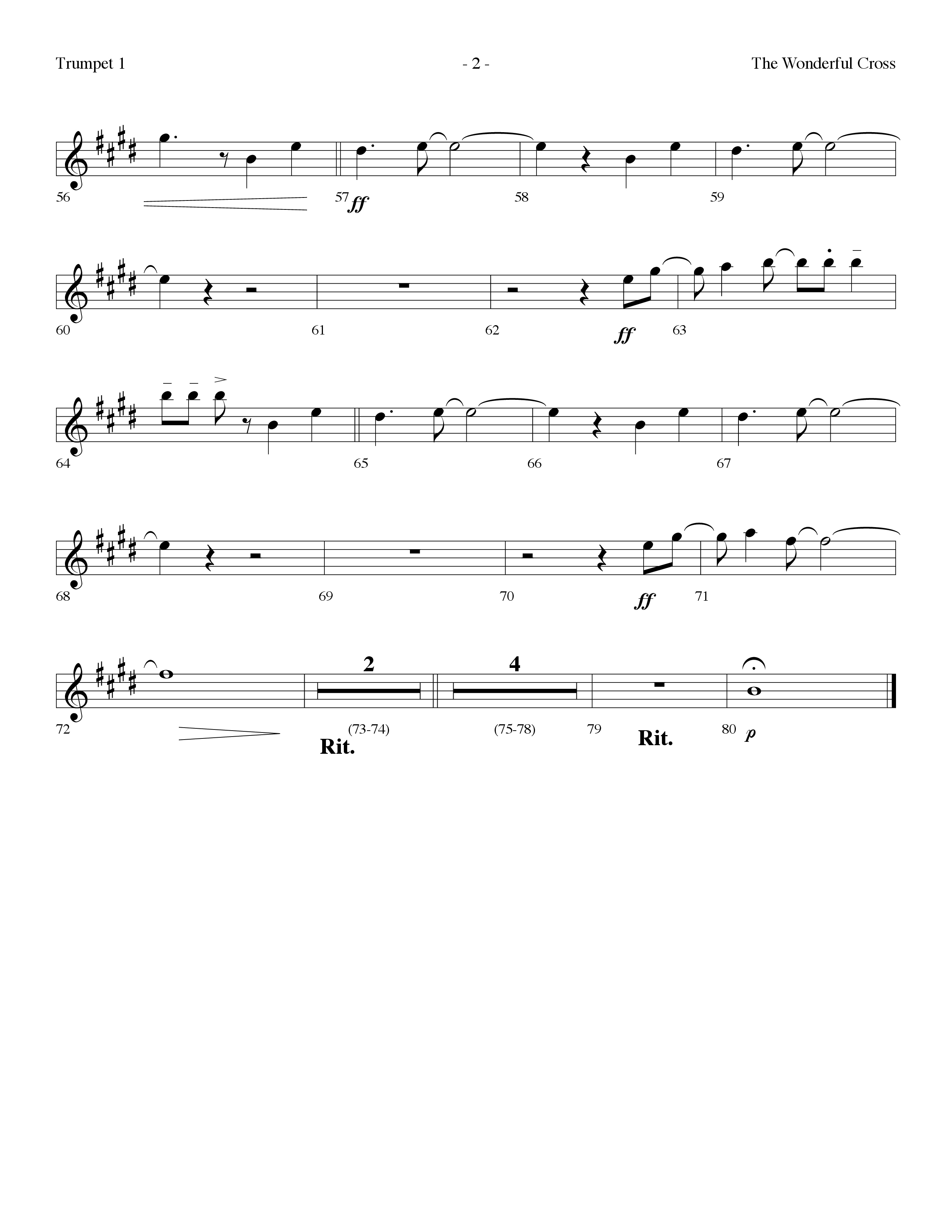 The Wonderful Cross (Choral Anthem SATB) Trumpet 1 (Lifeway Choral / Arr. Dennis Allen)