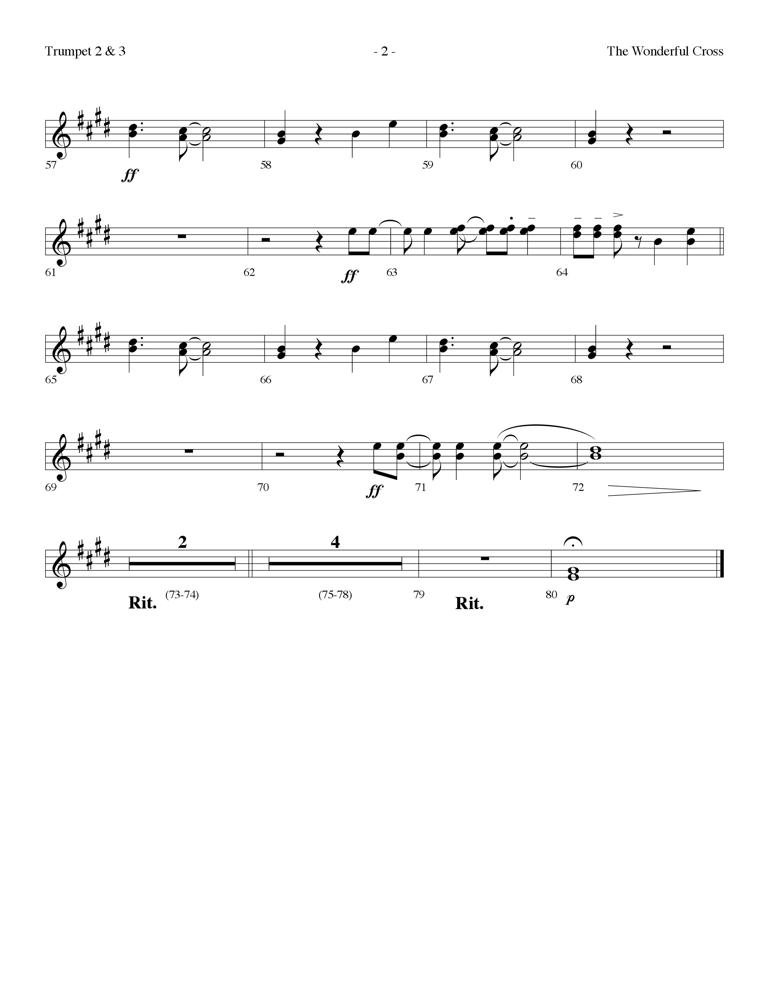 The Wonderful Cross (Choral Anthem SATB) Trumpet 2/3 (Lifeway Choral / Arr. Dennis Allen)