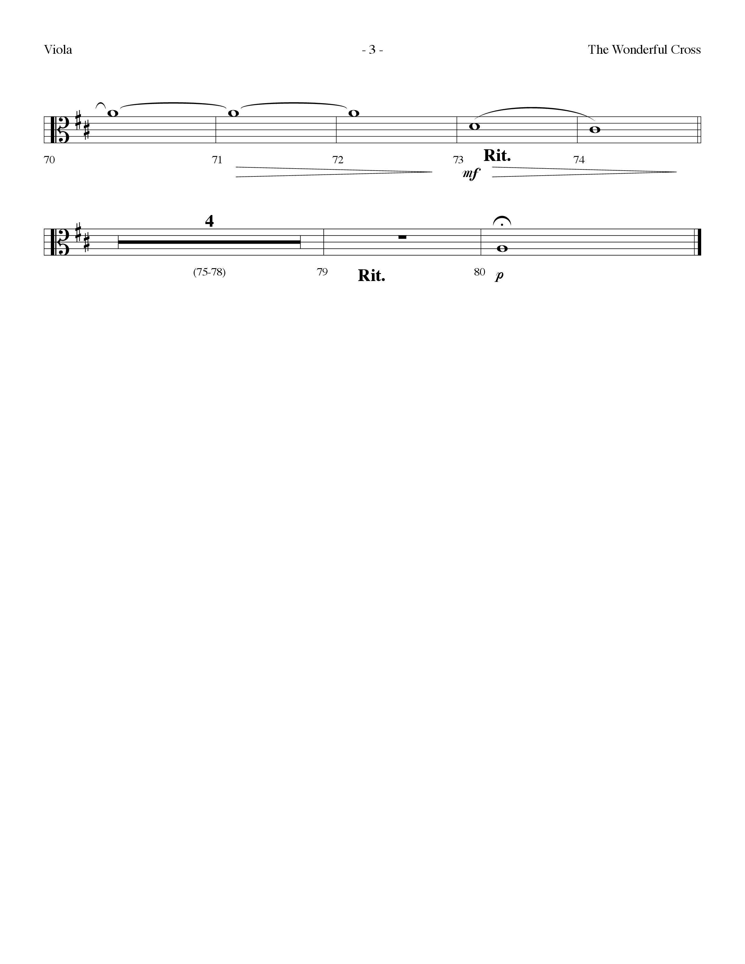 The Wonderful Cross (Choral Anthem SATB) Viola (Lifeway Choral / Arr. Dennis Allen)