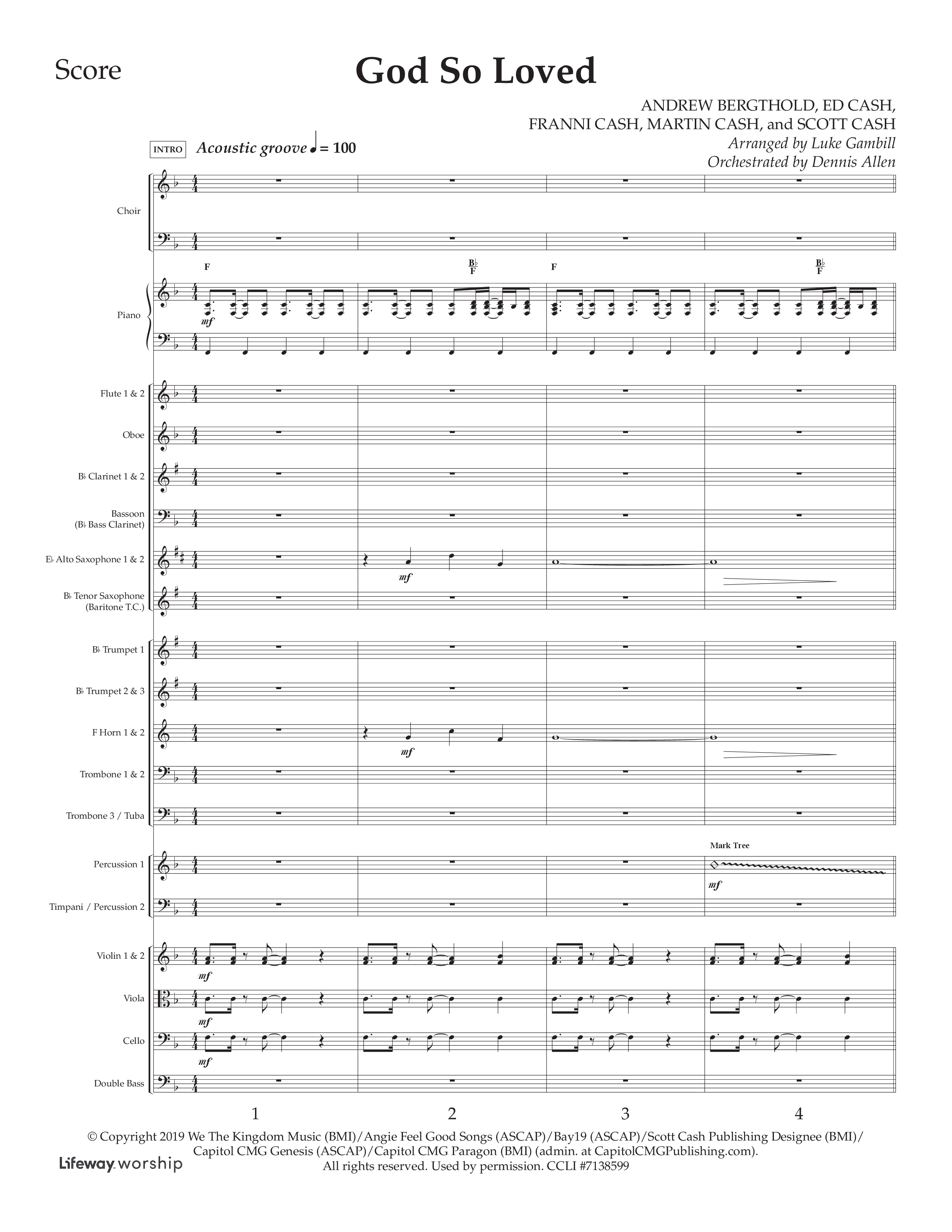 God So Loved The World (6 Song Choral Collection) Song 6 (Orchestration) (Lifeway Choral / Arr. Dennis Allen)