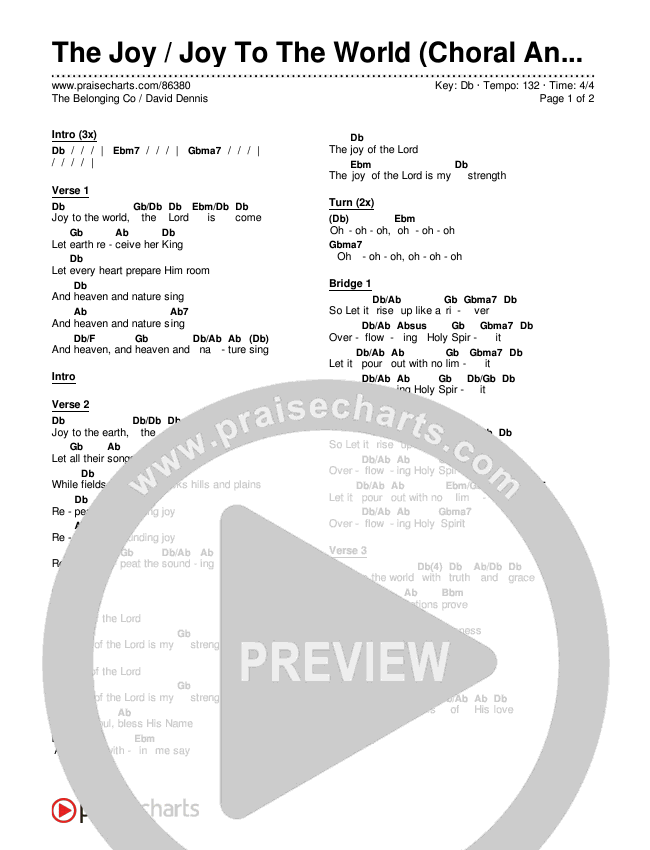 The Joy / Joy To The World (Choral Anthem SATB) Chords & Lyrics (The Belonging Co / David Dennis / Arr. Luke Gambill)