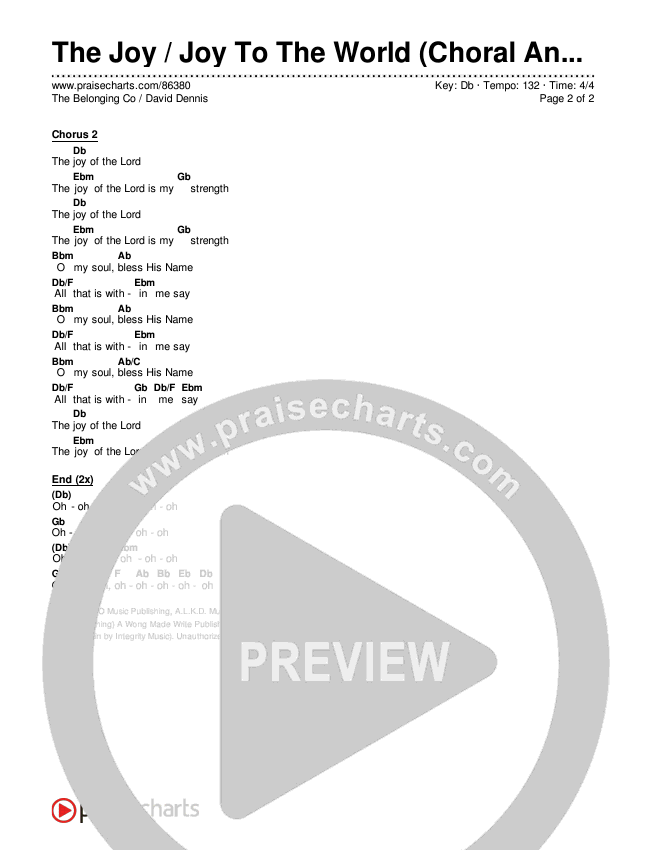 The Joy / Joy To The World (Choral Anthem SATB) Chords & Lyrics (The Belonging Co / David Dennis / Arr. Luke Gambill)