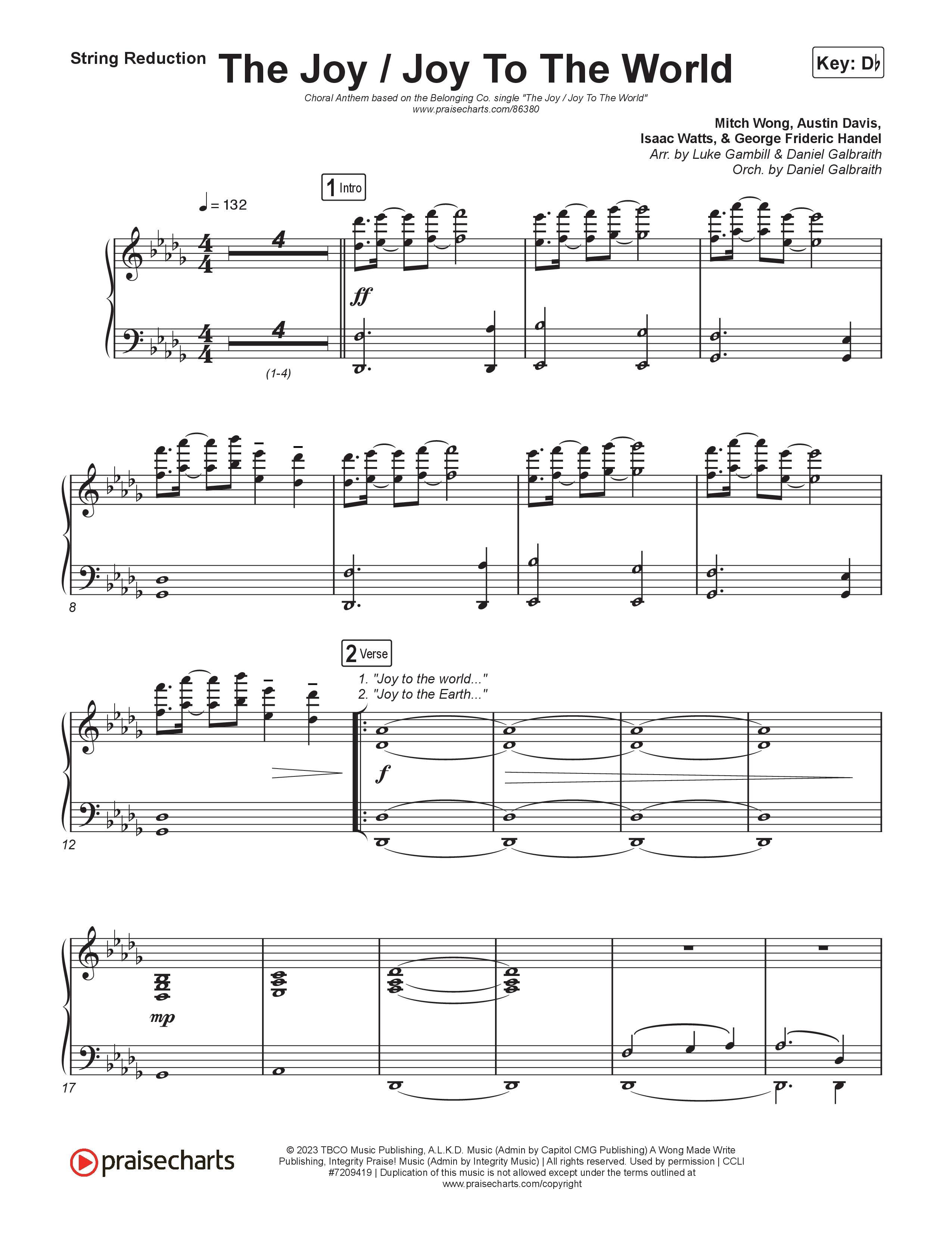 The Joy / Joy To The World (Choral Anthem SATB) String Reduction (The Belonging Co / David Dennis / Arr. Luke Gambill)