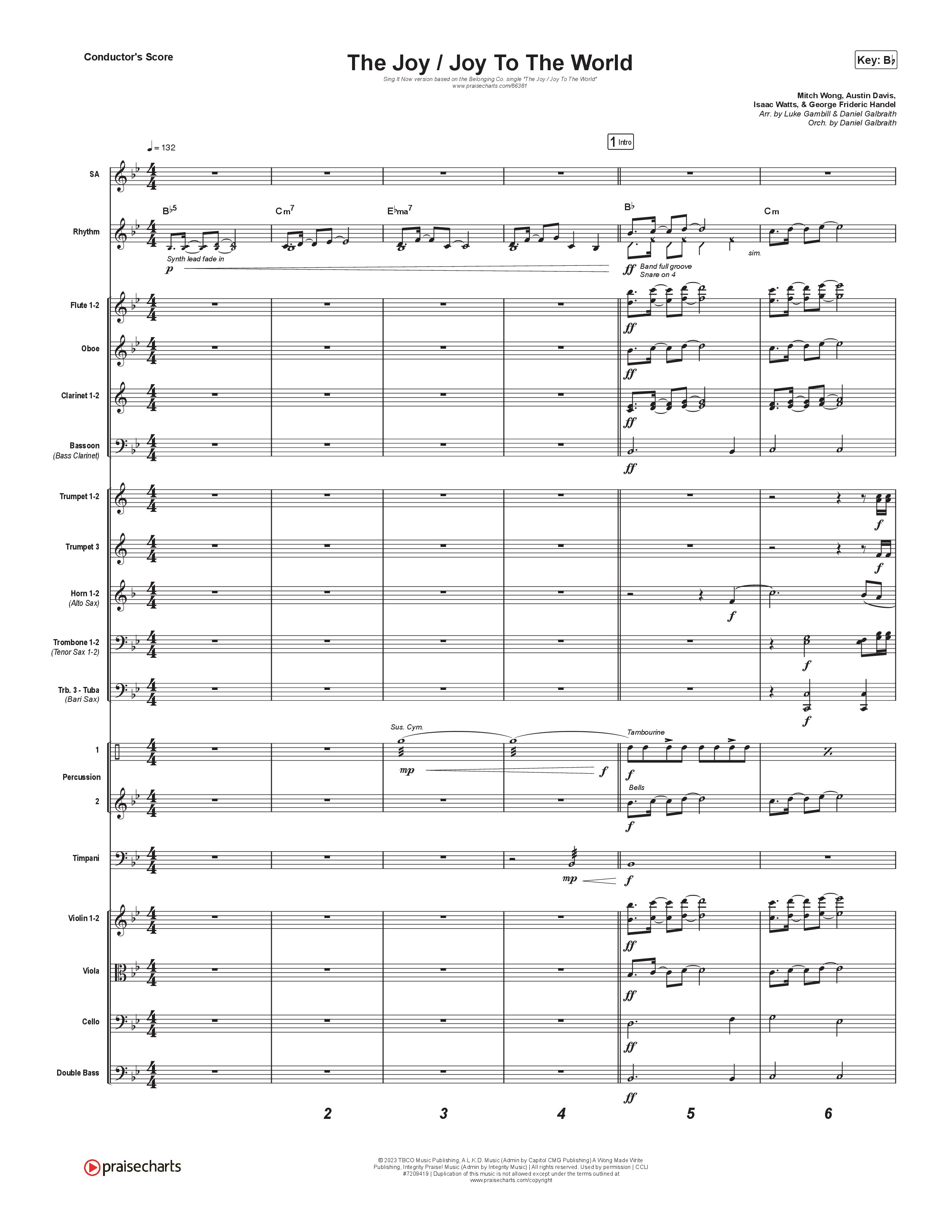 The Joy / Joy To The World (Sing It Now) Conductor's Score (The Belonging Co / David Dennis / Arr. Luke Gambill)