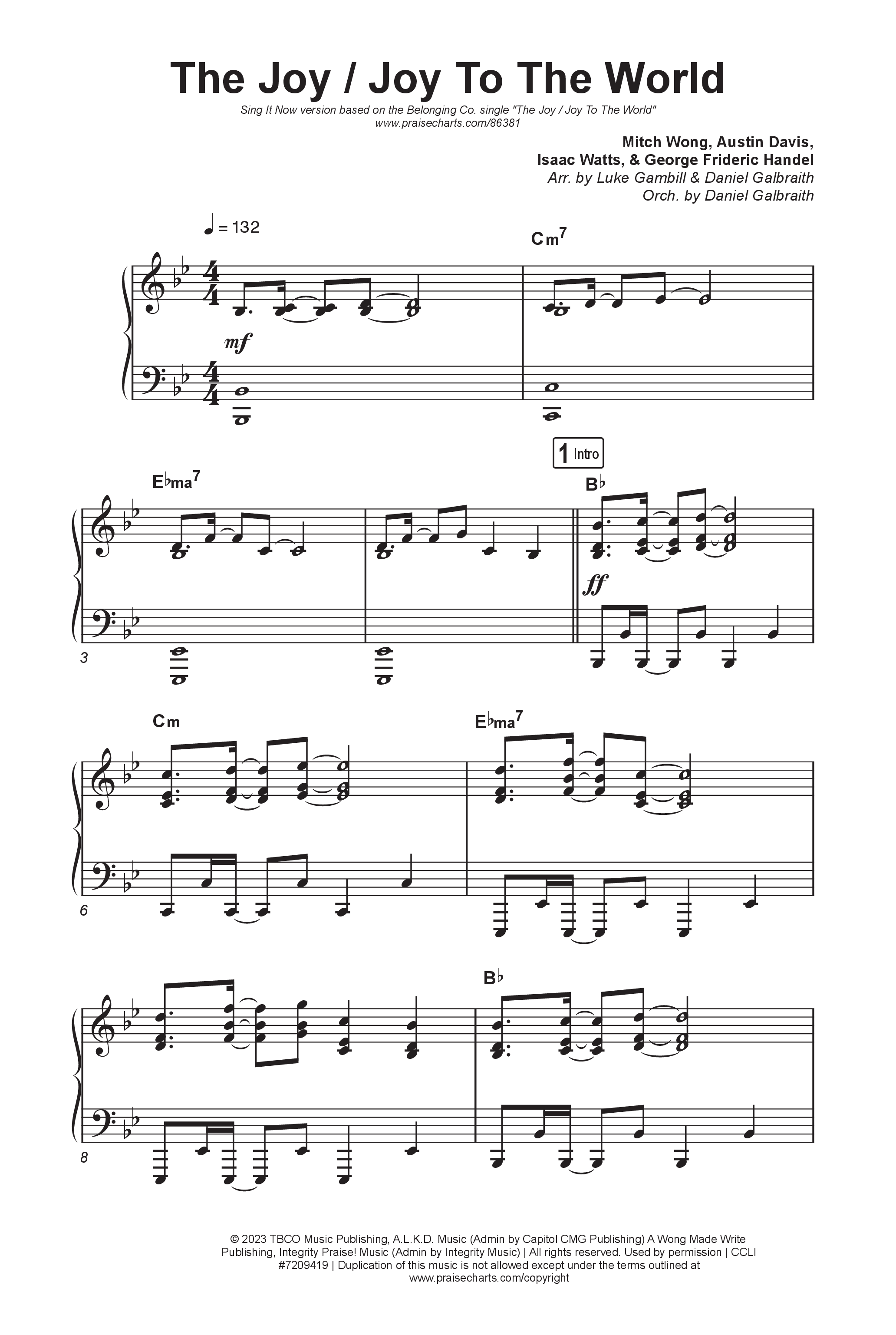 The Joy / Joy To The World (Sing It Now) Octavo (SATB & Pno) (The Belonging Co / David Dennis / Arr. Luke Gambill)