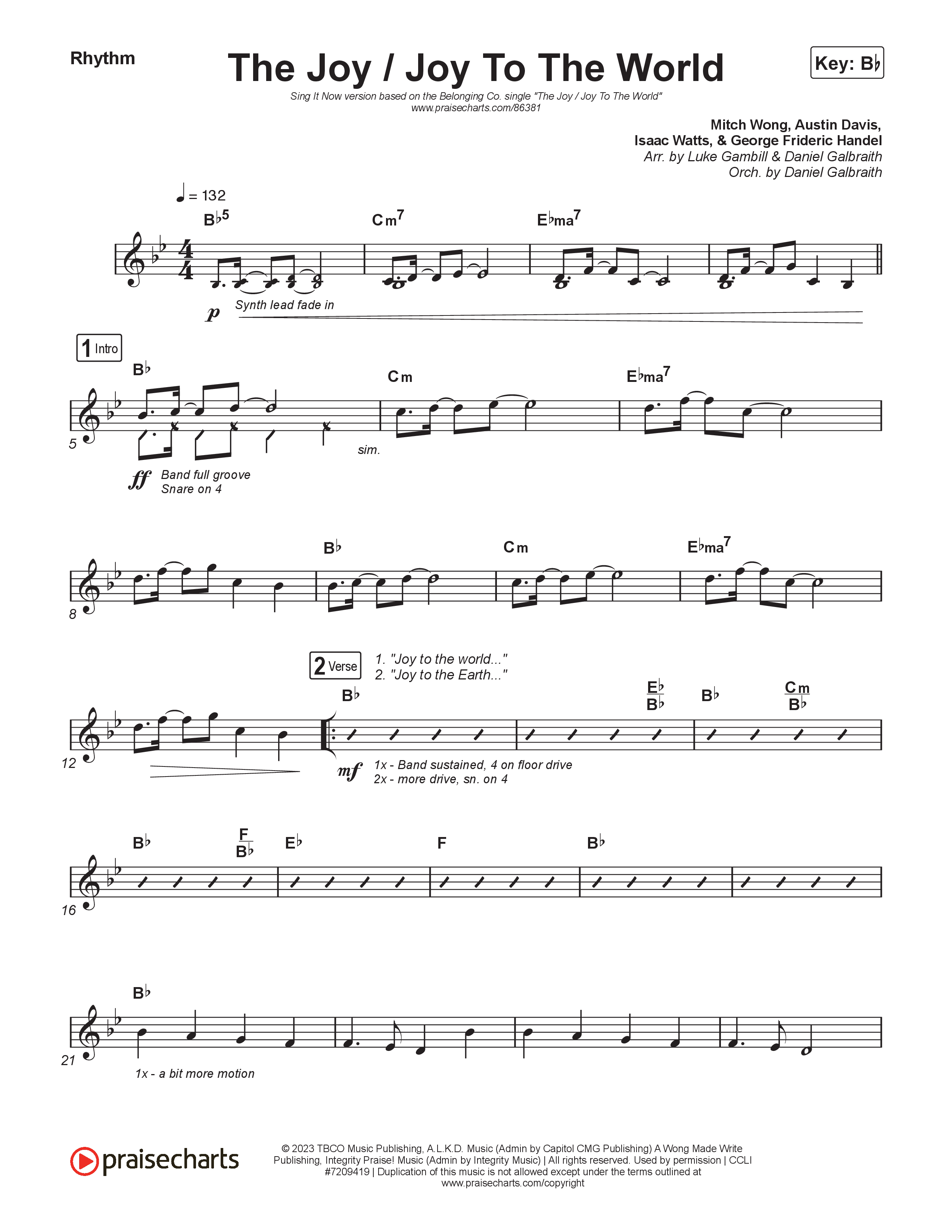 The Joy / Joy To The World (Sing It Now) Rhythm Pack (The Belonging Co / David Dennis / Arr. Luke Gambill)