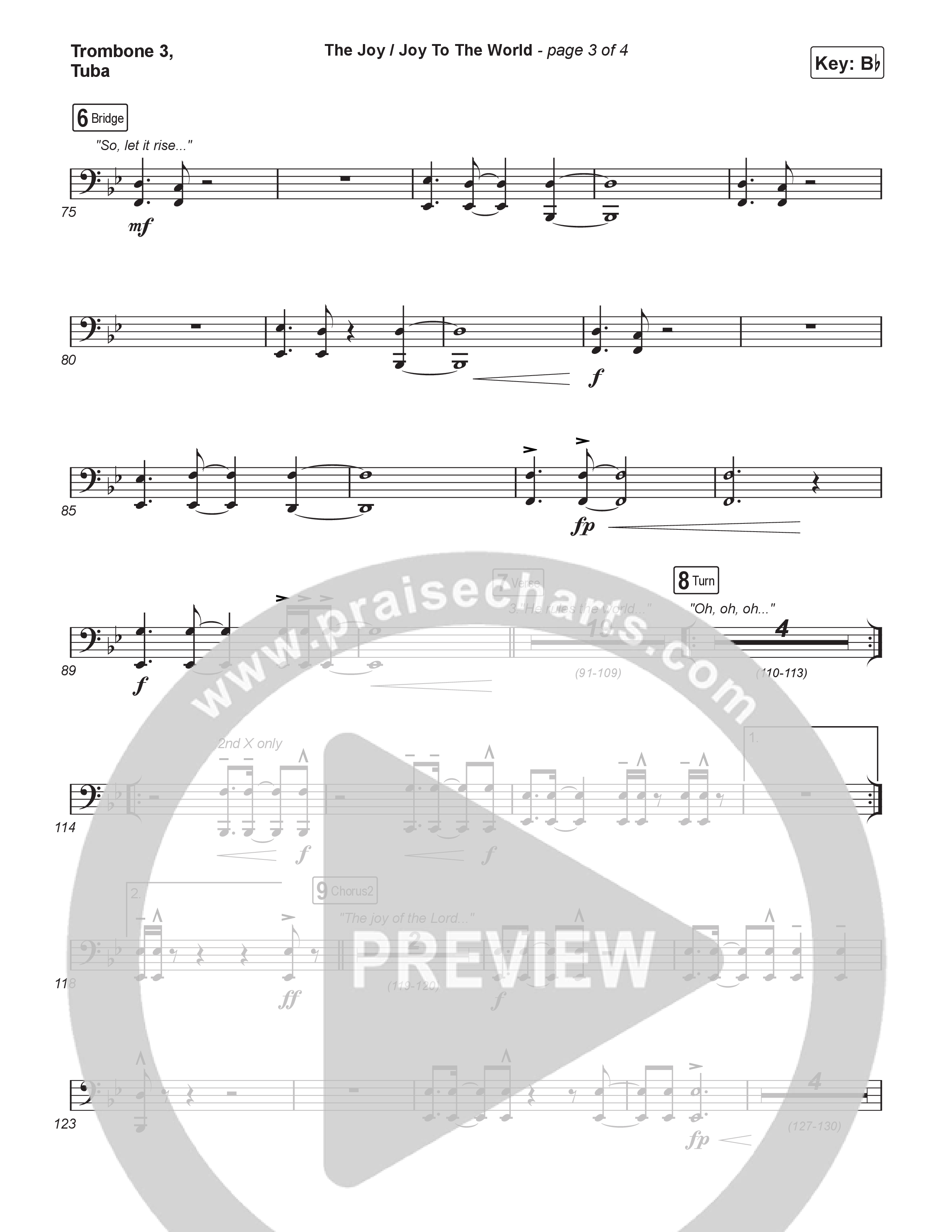 The Joy / Joy To The World (Sing It Now) Trombone 3/Tuba (The Belonging Co / David Dennis / Arr. Luke Gambill)