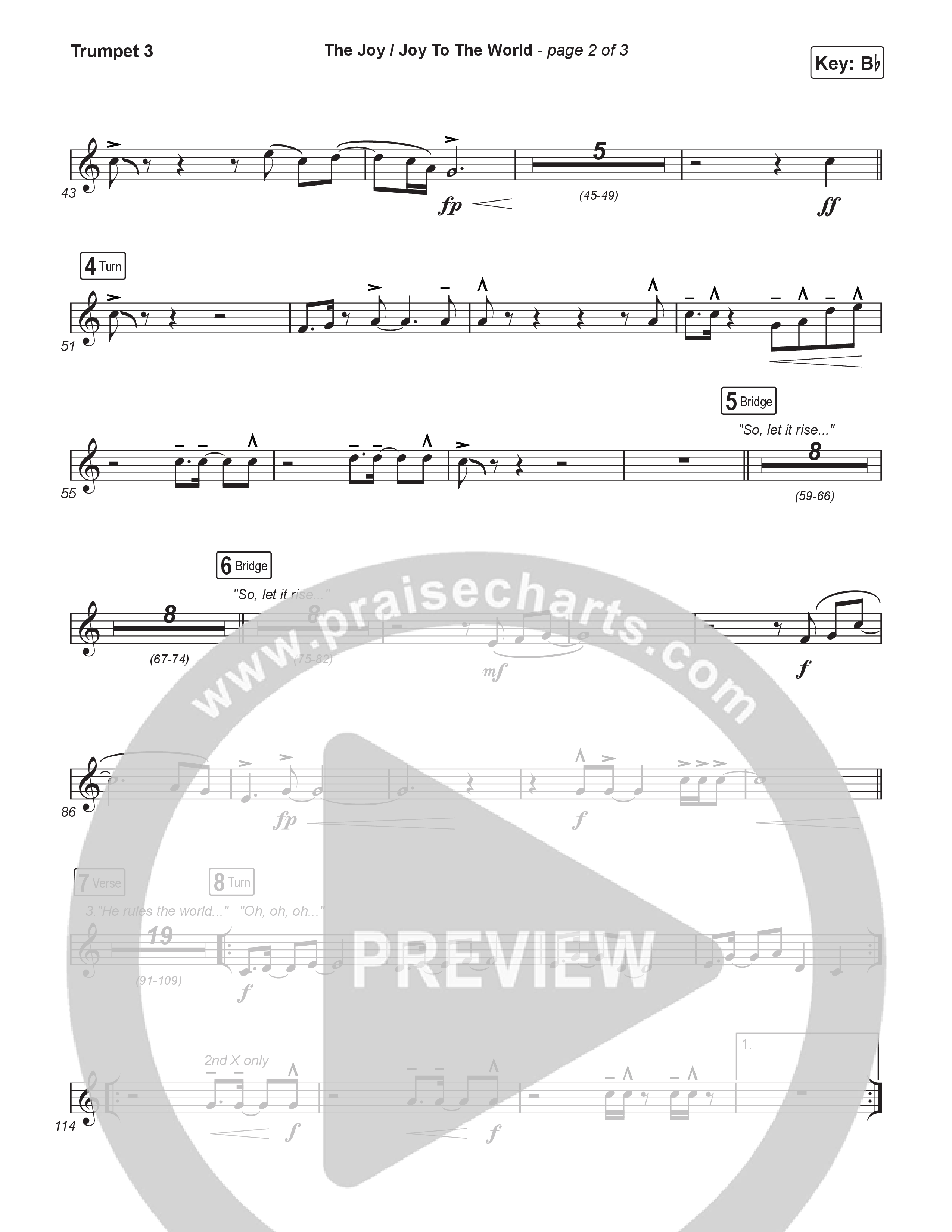 The Joy / Joy To The World (Sing It Now) Trumpet 3 (The Belonging Co / David Dennis / Arr. Luke Gambill)