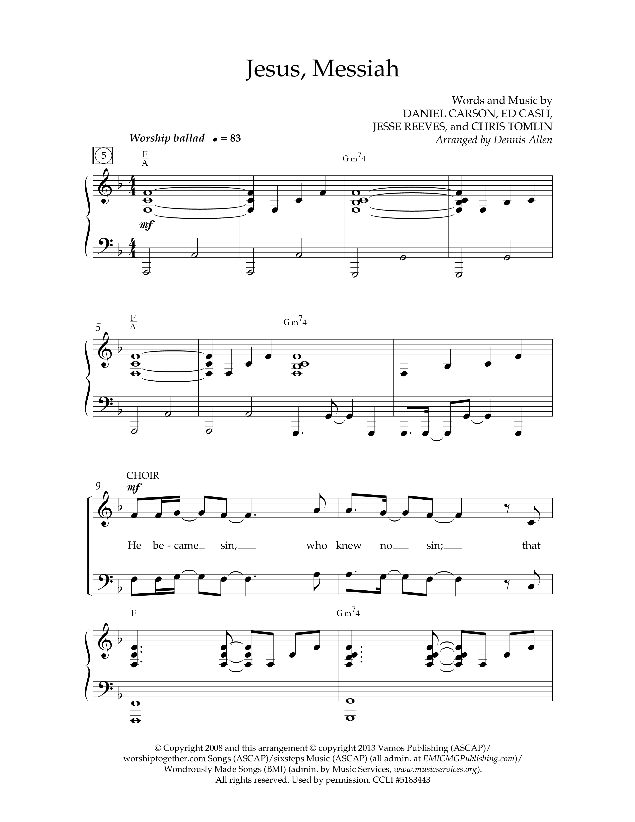 Jesus Messiah (8 Song Choral Collection) Song 2 (Piano SATB) (Lifeway Choral / Arr. Dennis Allen)